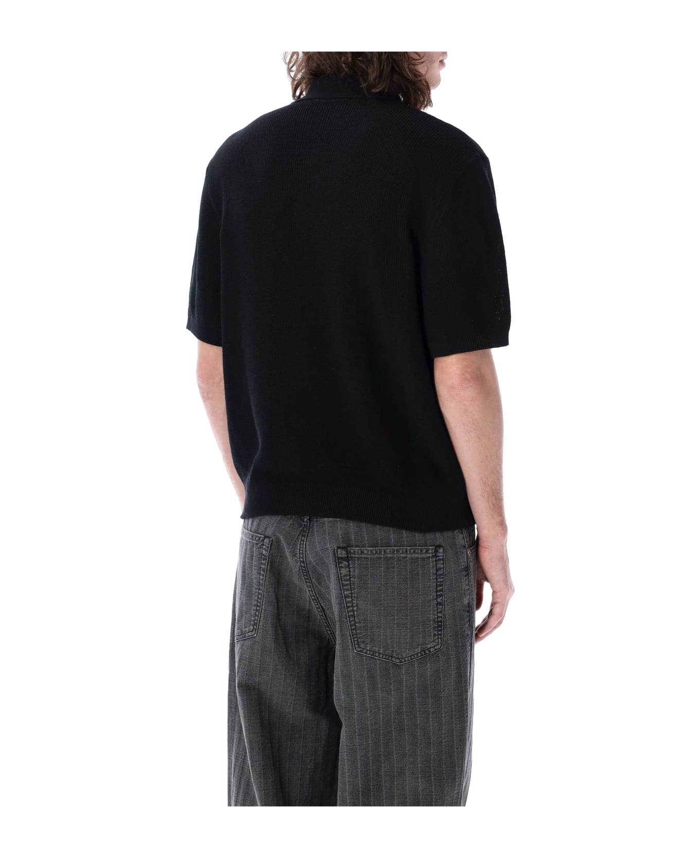 Our Legacy Traditional Knit Polo Shirt - SHADOW BLACK