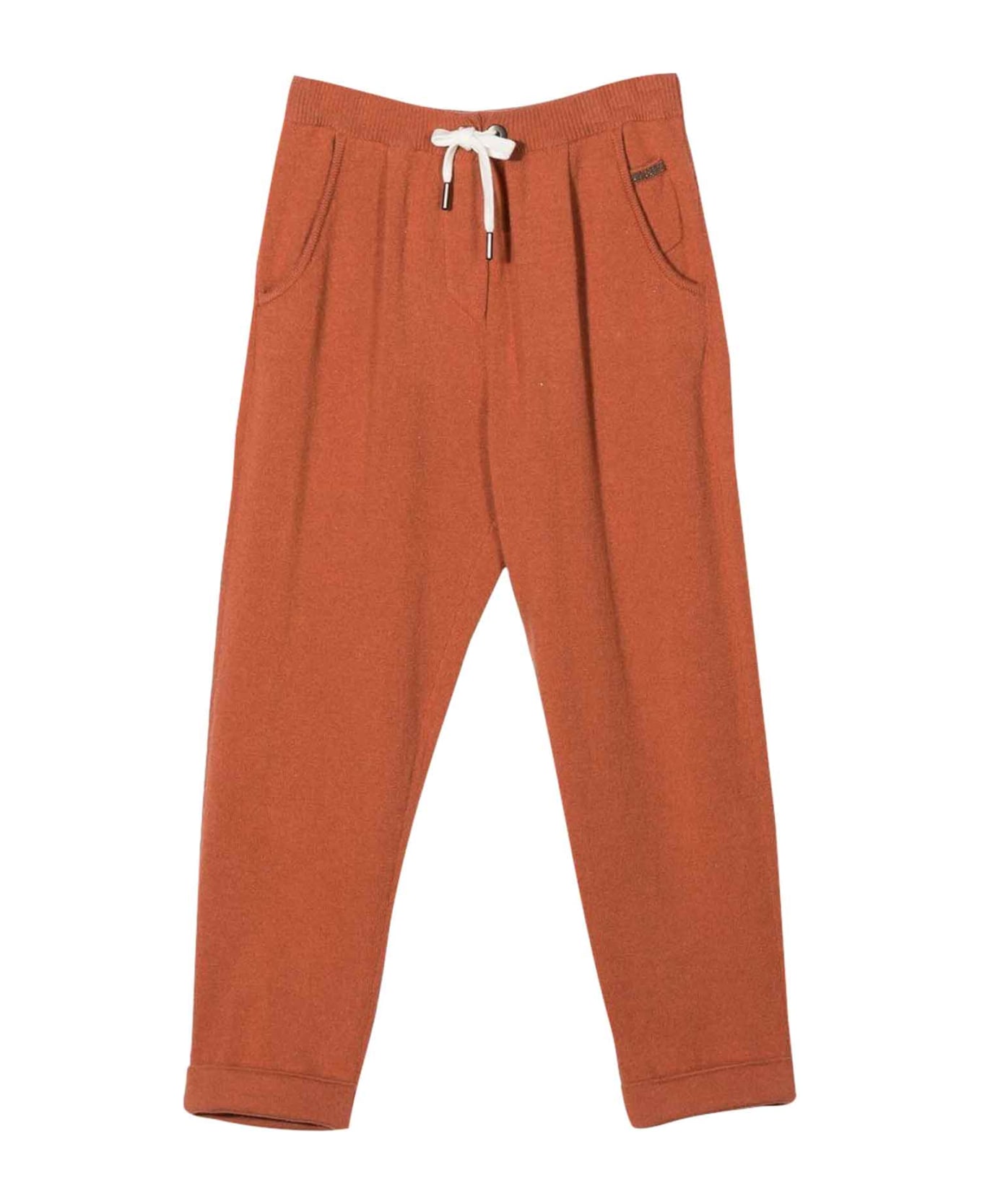 Brunello Cucinelli Orange Trousers Girl - Zenzero