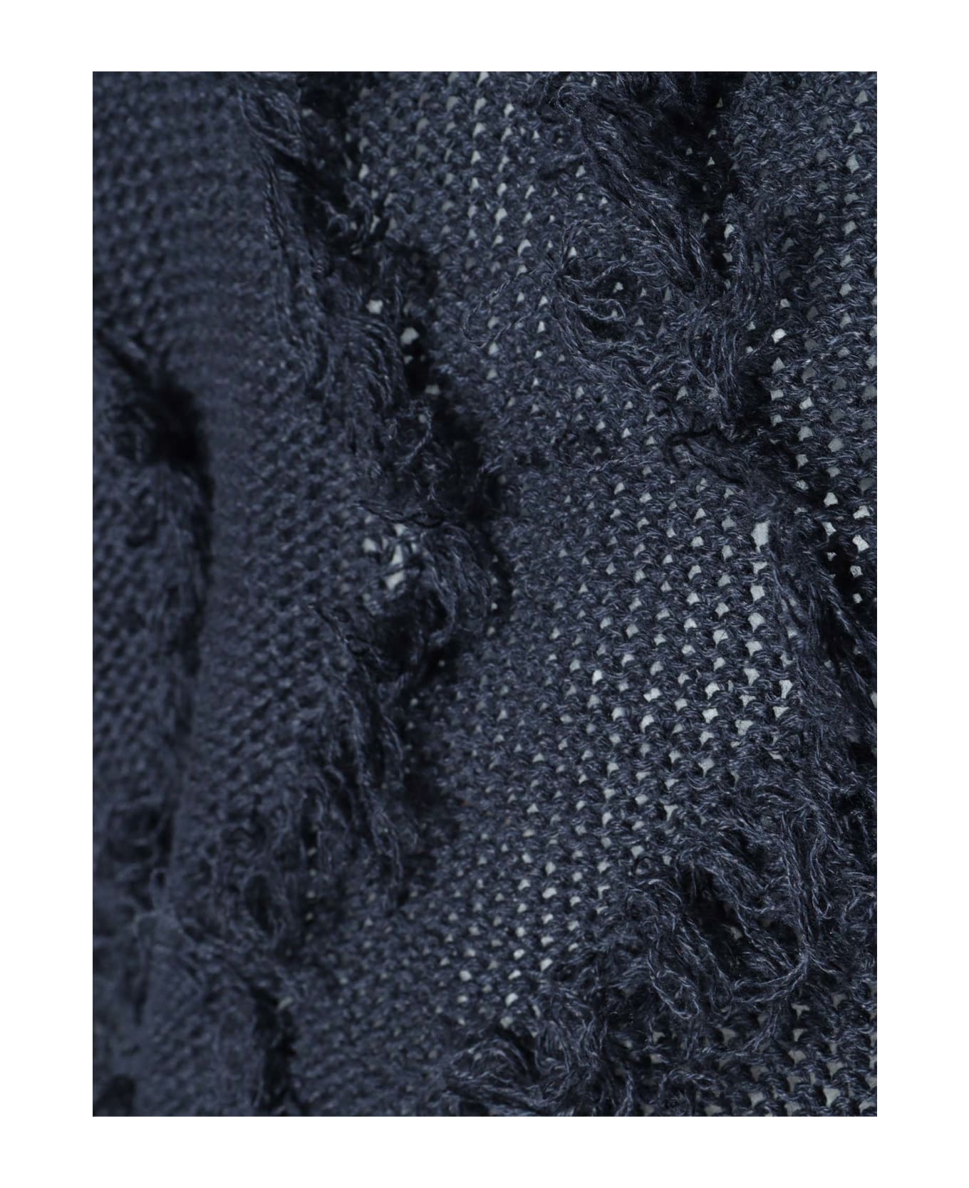 Peserico Black Tricot Sweater With Fringes - BLACK ニットウェア