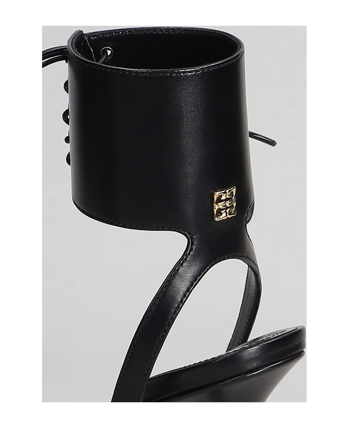 Givenchy 4g Liquid Lace Up Sandals In Black Leather - black