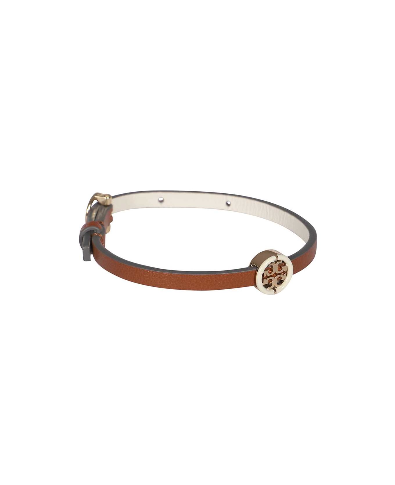 Tory Burch Miller Logo Charm Leather Bracelet - Saddle Brown