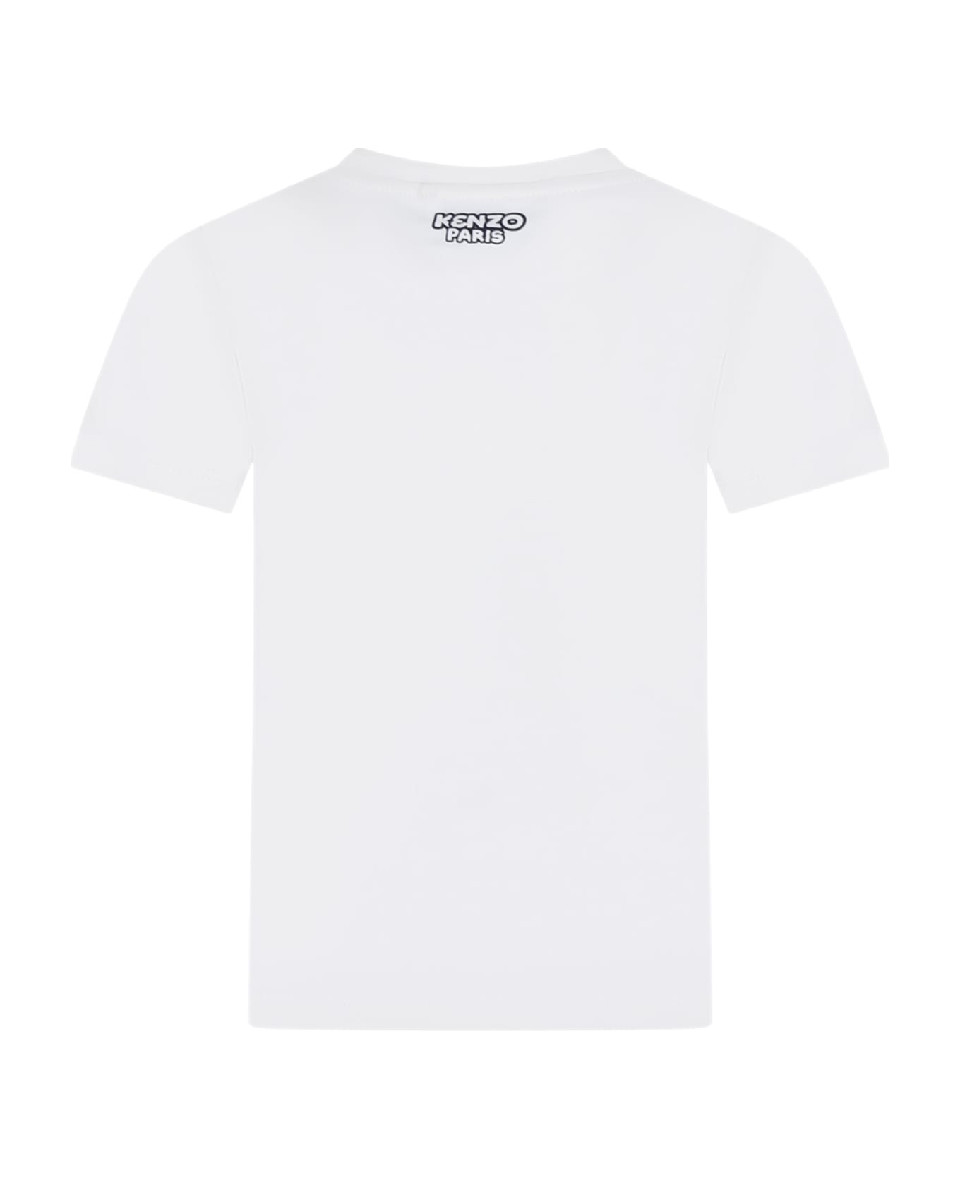 Kenzo Kids White T-shirt For Boy With Logo Print - White