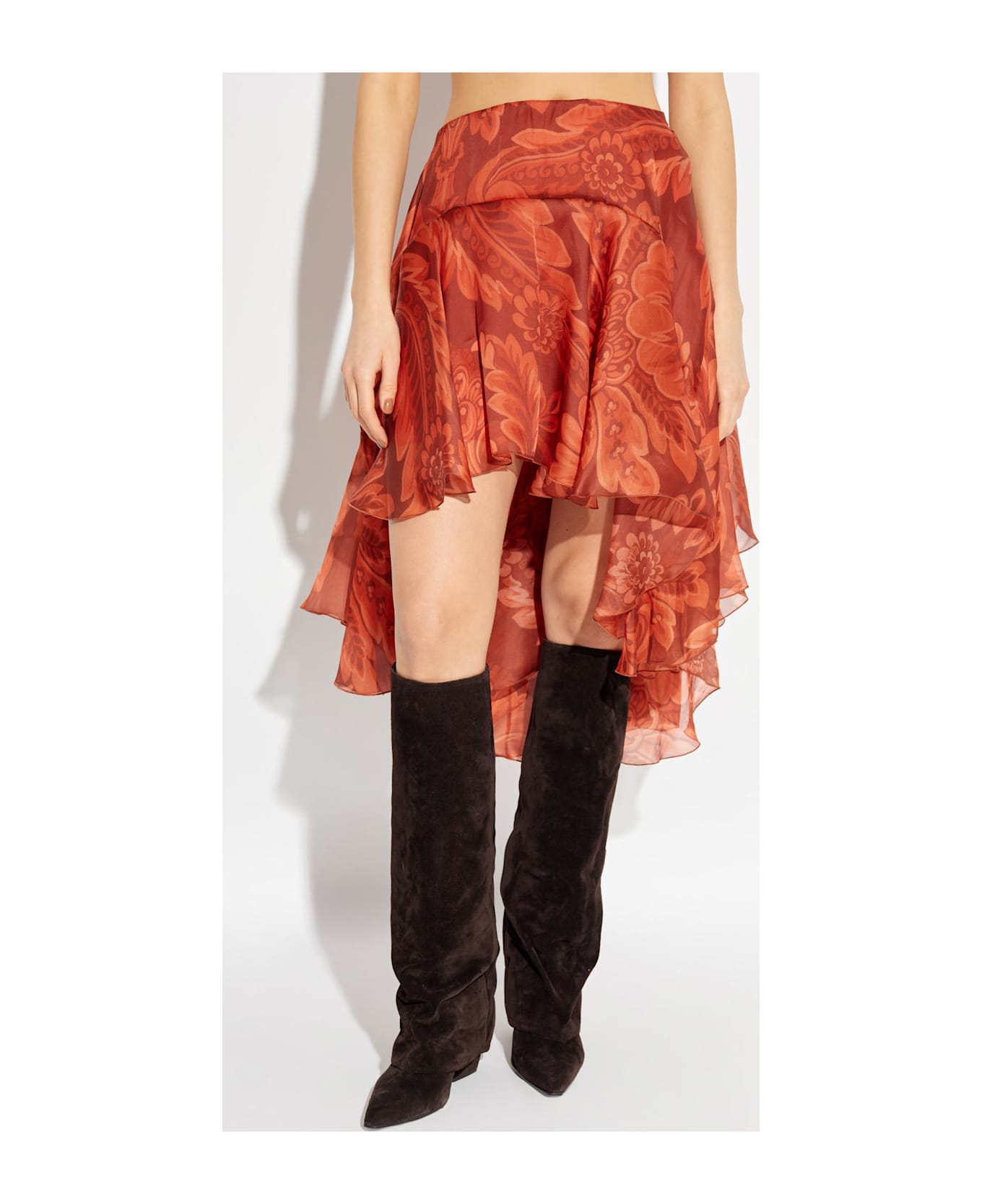 Etro Silk Asymmetrical Skirt - ORANGE