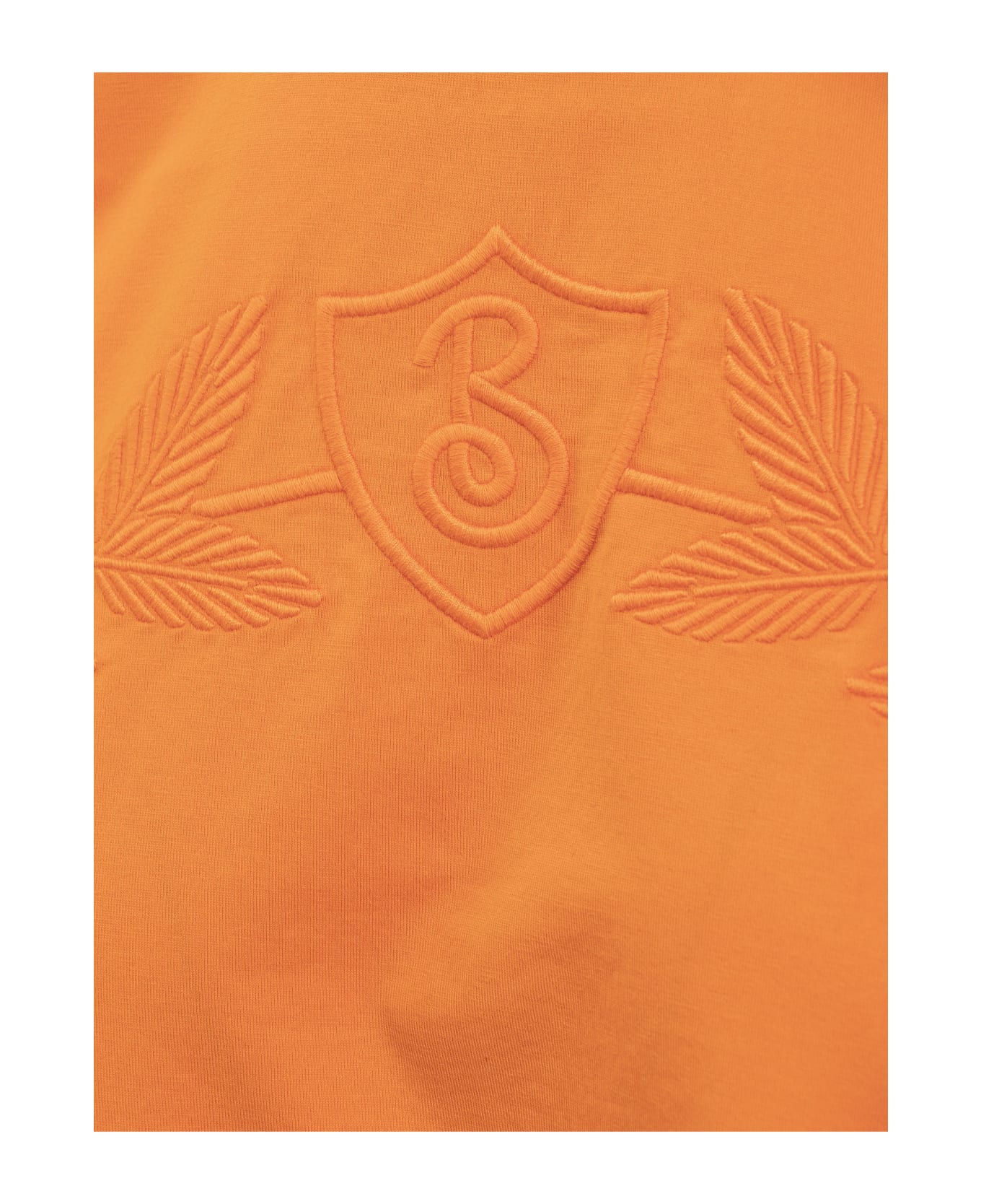 Burberry Logo Embroidered Crewneck T-shirt - BRIGHT ORANGE