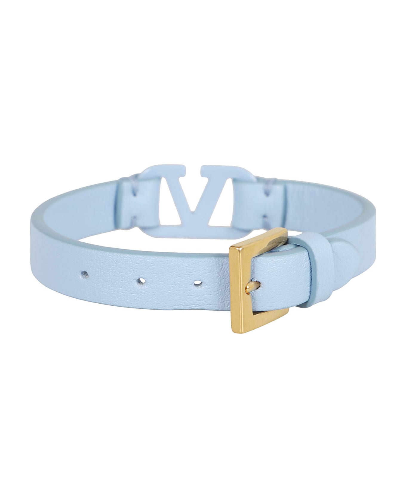Valentino Garavani Leather Bracelet Vlogo Signature - Zqw Popeline Blue