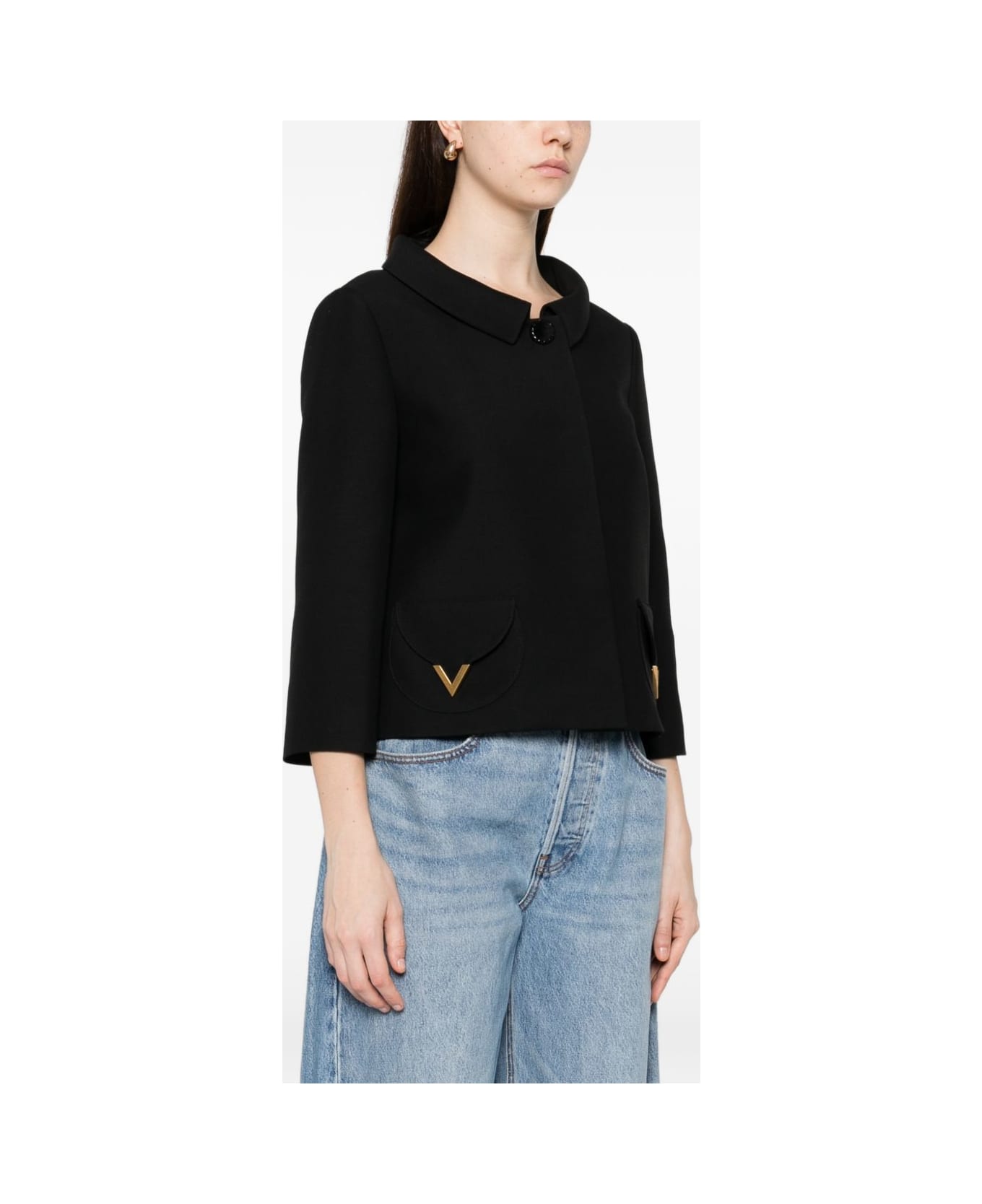 Valentino Vlogo Signature Wool And Silk Jacket - Black