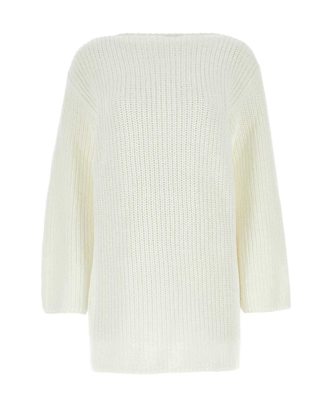 Ferragamo White Cotton Oversize Sweater - BIANCO