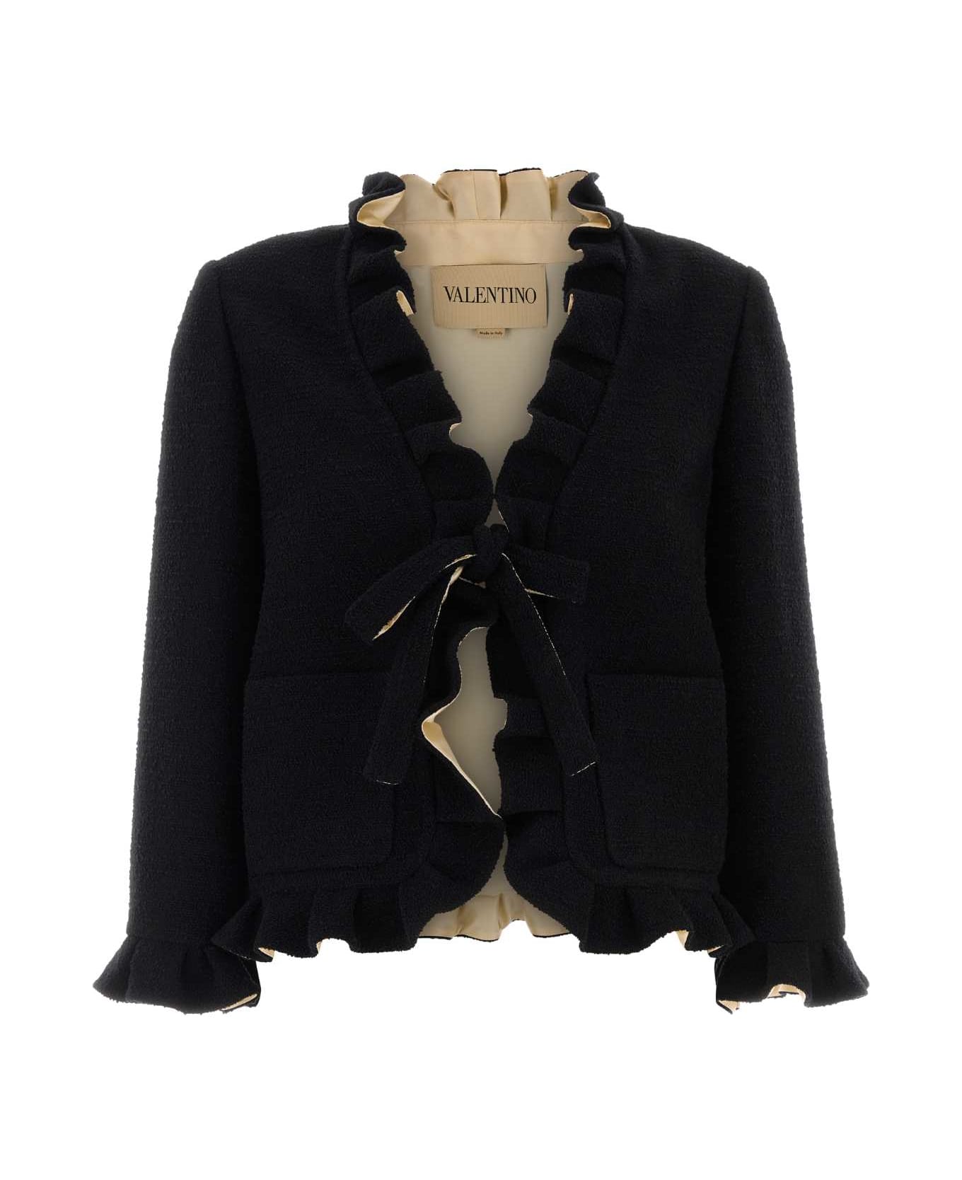 Valentino Garavani Black Boucle Blazer - NERO