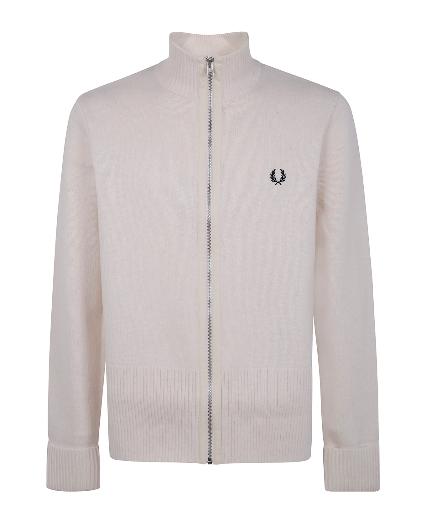 Fred Perry Chunky Rib Zip Through Cardigan - Ecru