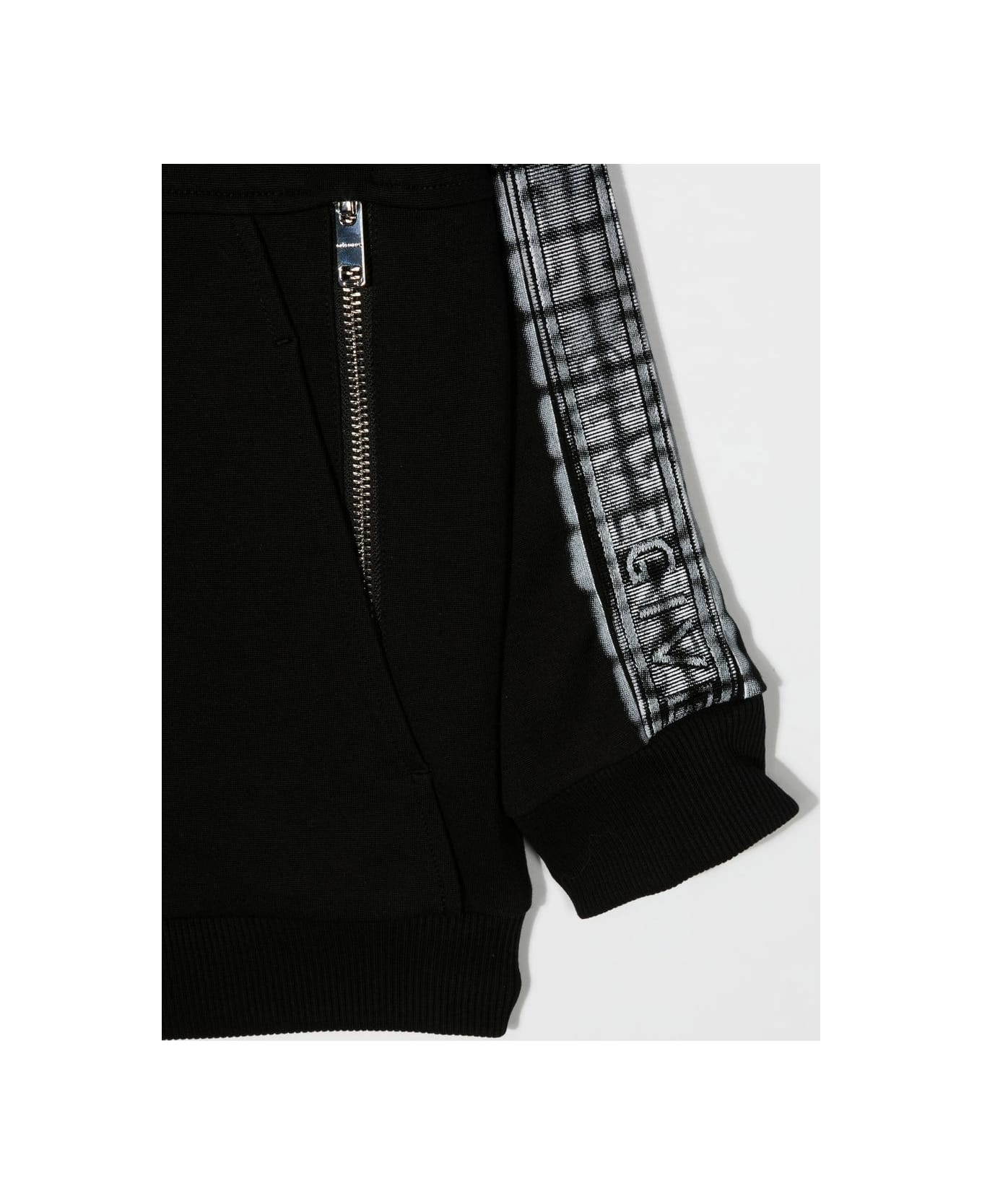 Givenchy Kids Black Zipped Sweatshirt With Contrast Logo Bands - B Nero