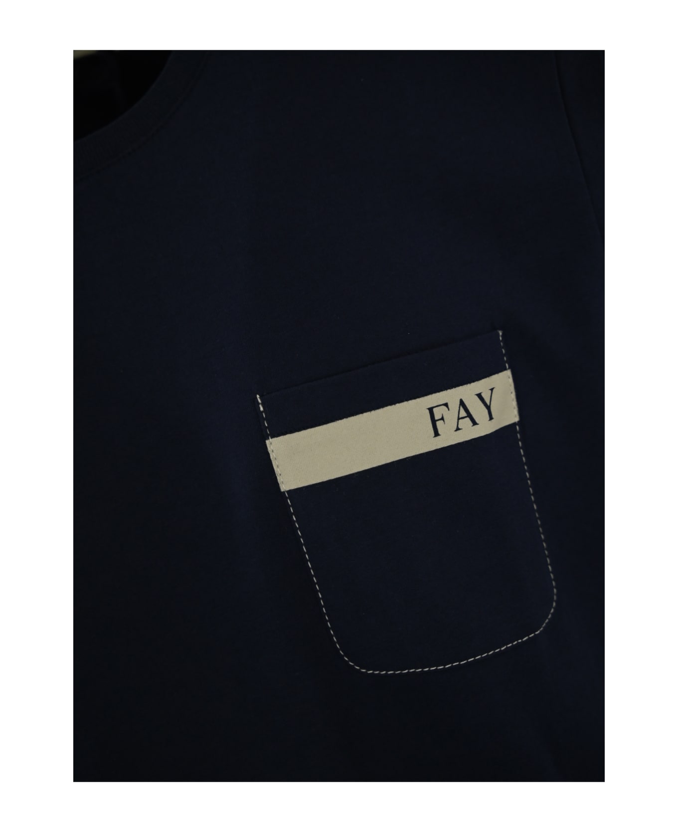Fay Cotton T-shirt With Pocket - Blu