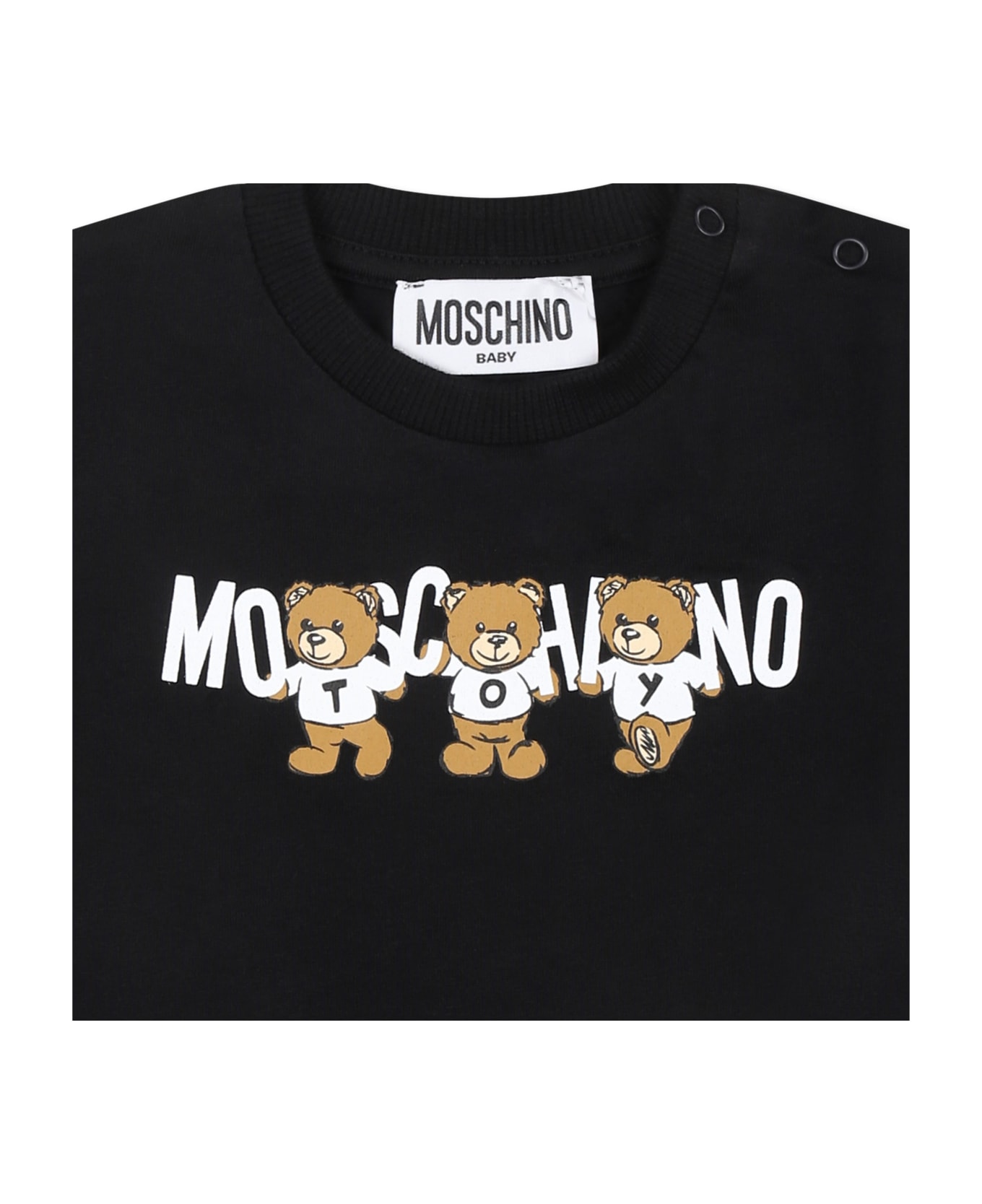 Moschino Black T-shirt For Babykids With Three Teddy Bears - Black