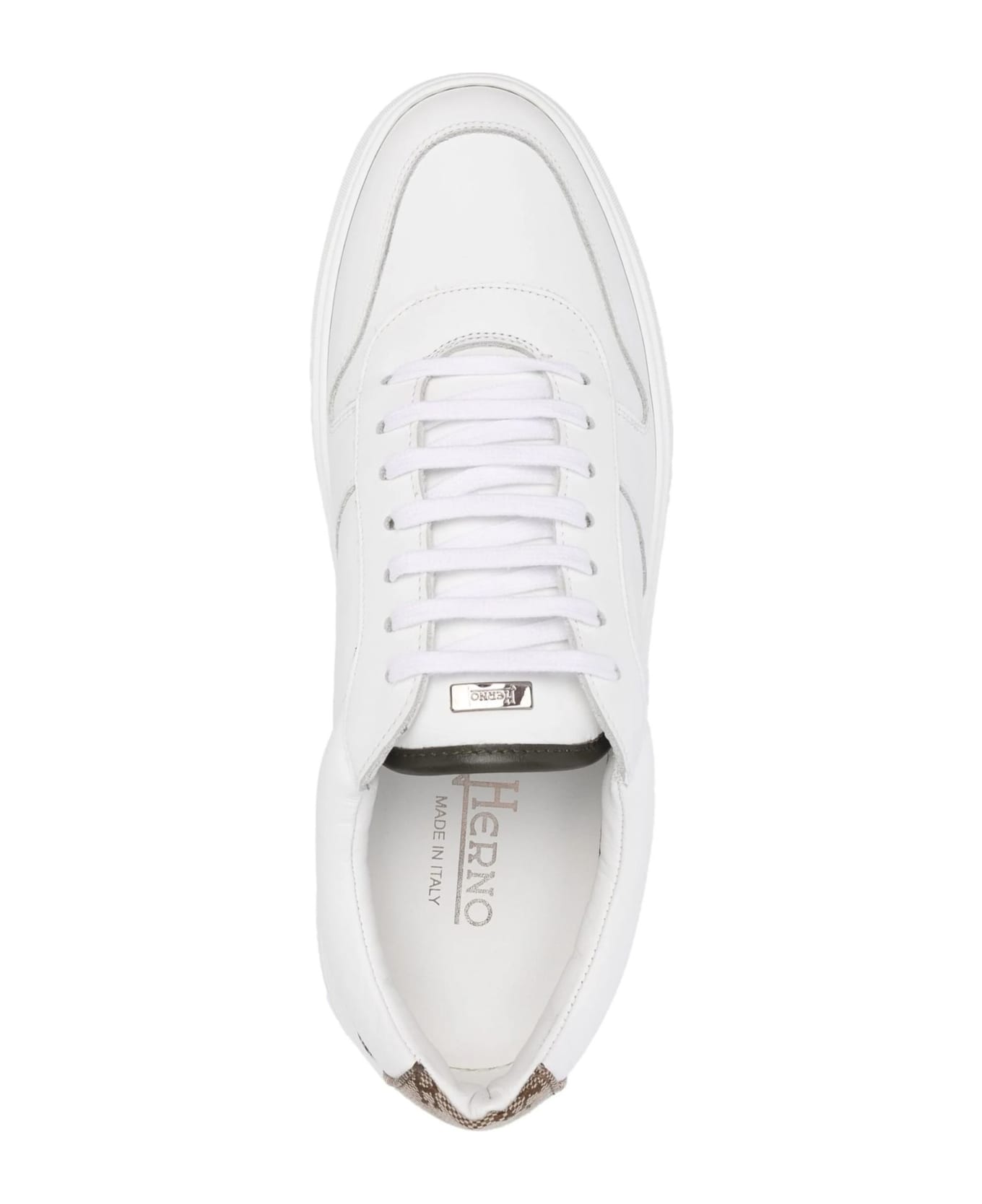 Herno Off-white Calf Leather Sneakers - White
