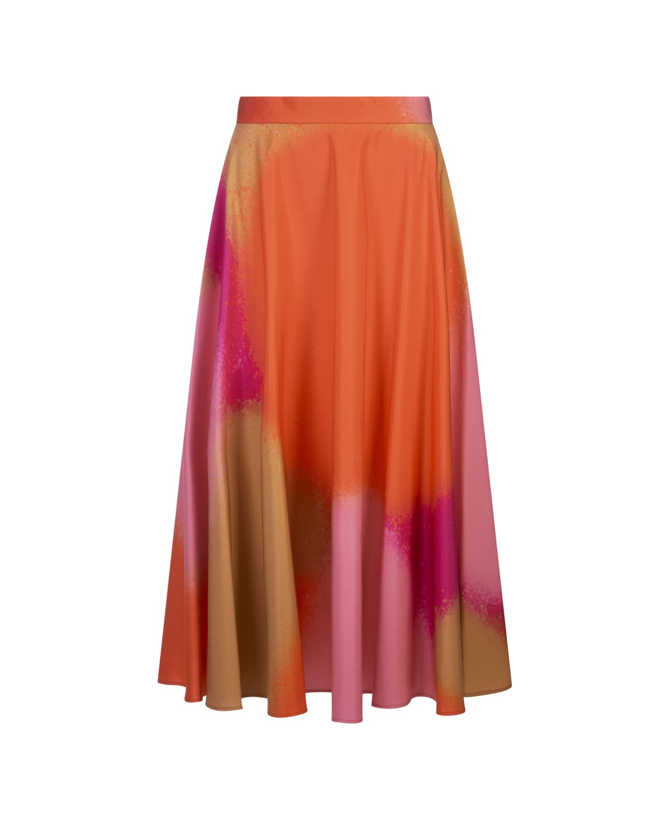 Gianluca Capannolo Printed Orange Silk Midi Skirt - Orange
