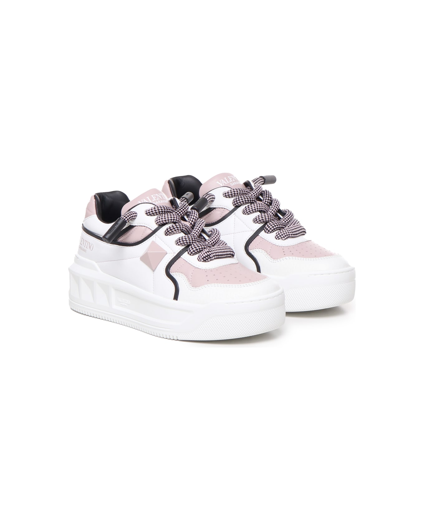 Valentino Garavani One Stud Xl Sneakers In Nappa Leather - WHITE, pink