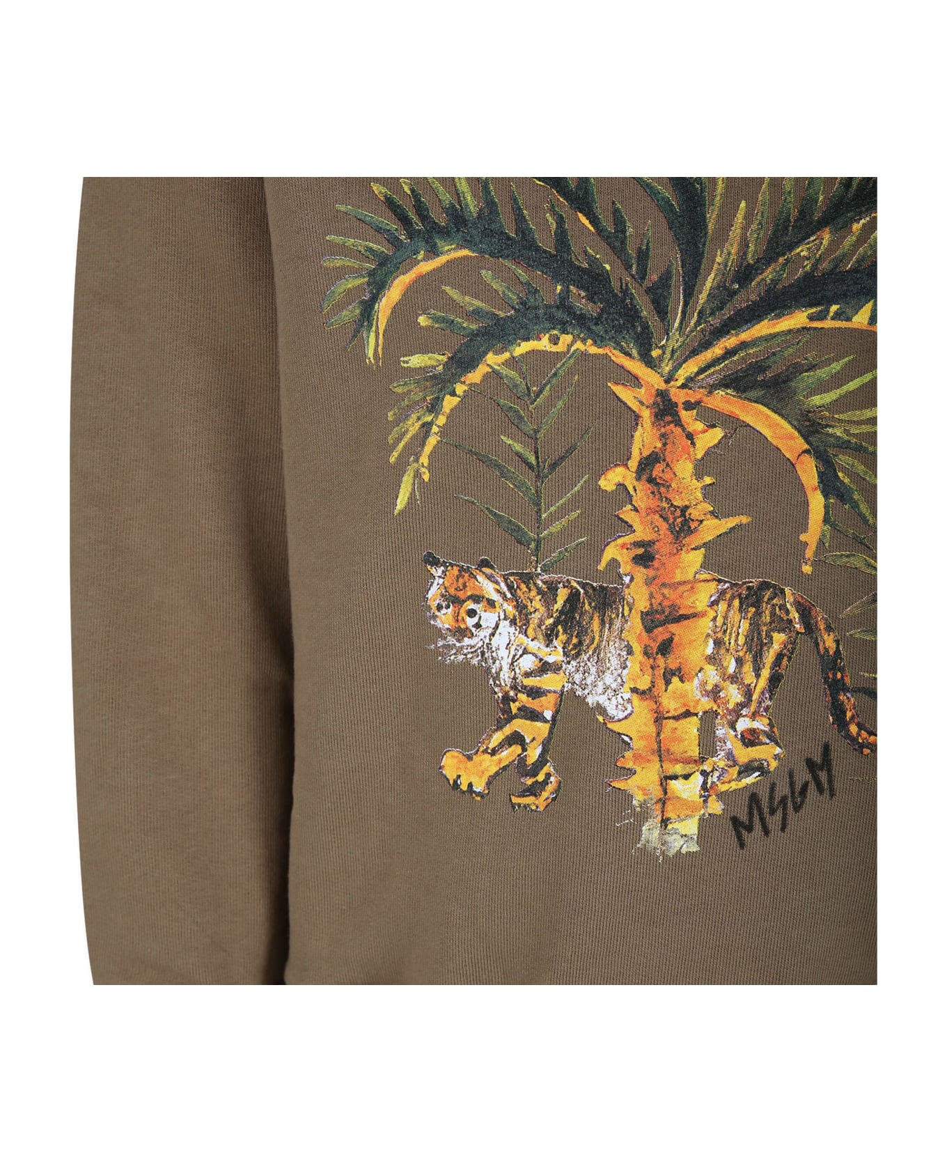 MSGM Green Sweatshirt For Boy With Tiger Print - Green