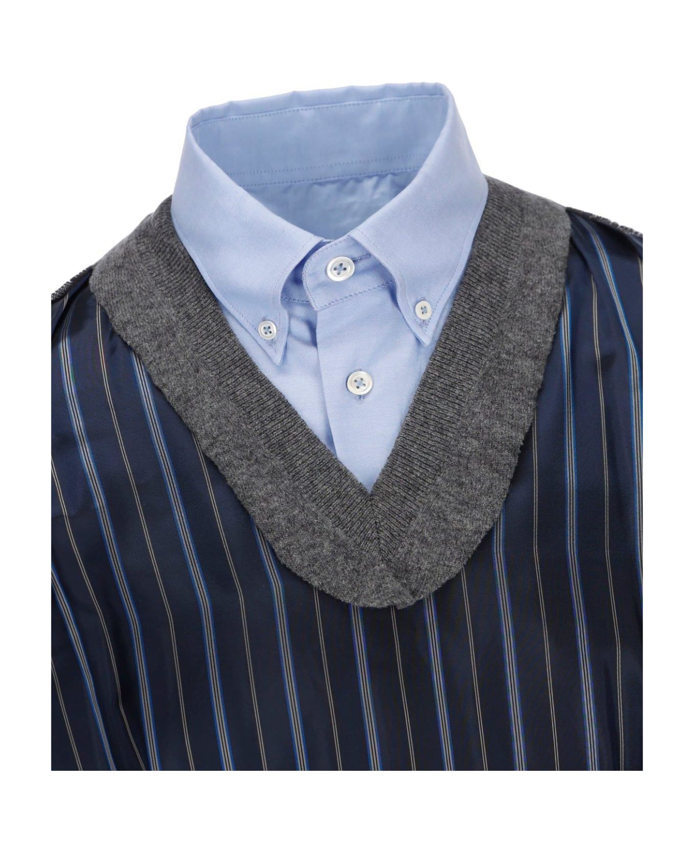 Maison Margiela Spliced Oxford Buttoned Shirt - LIGHT BLUE