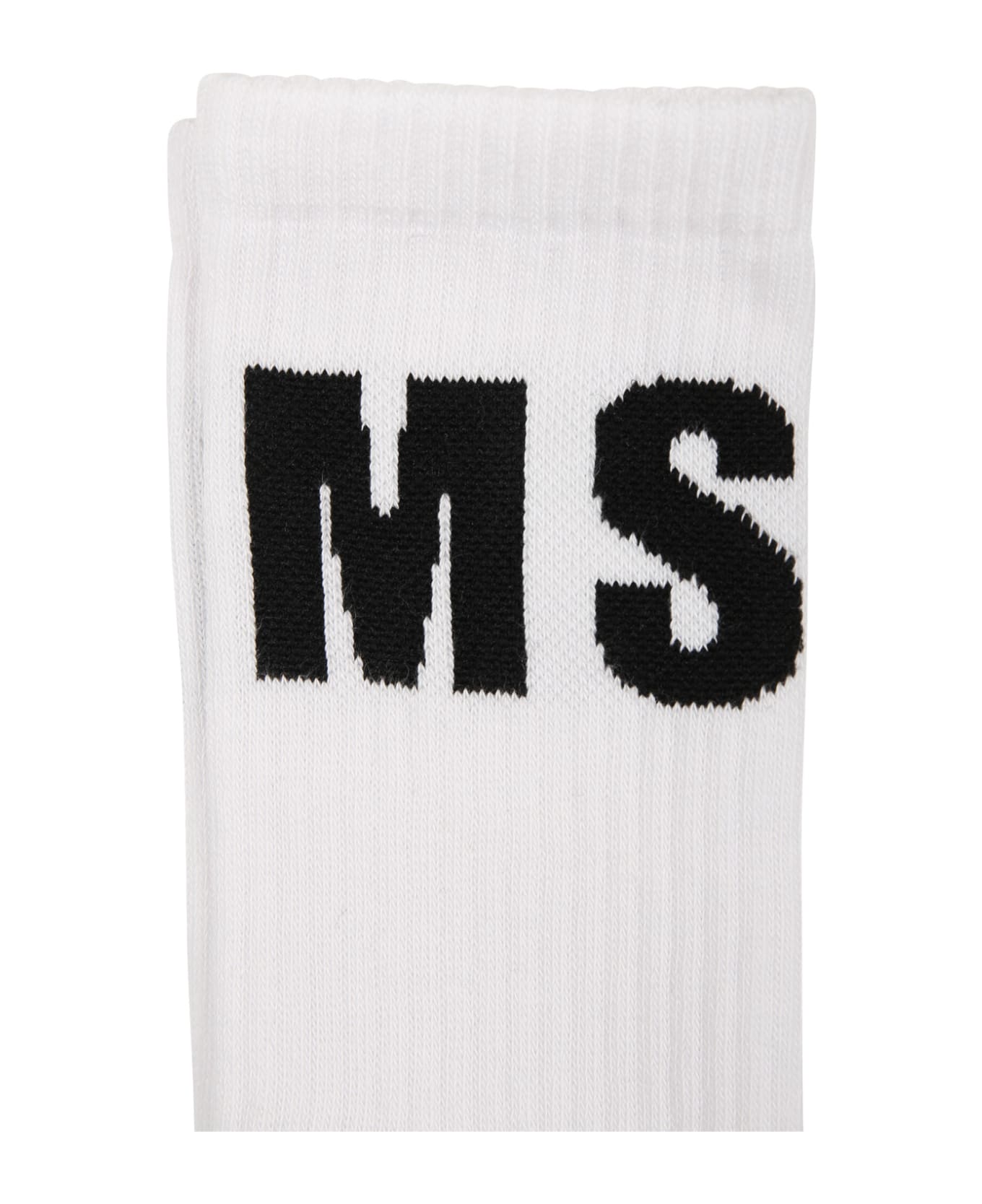 MSGM White Socks For Kids With Logo - White