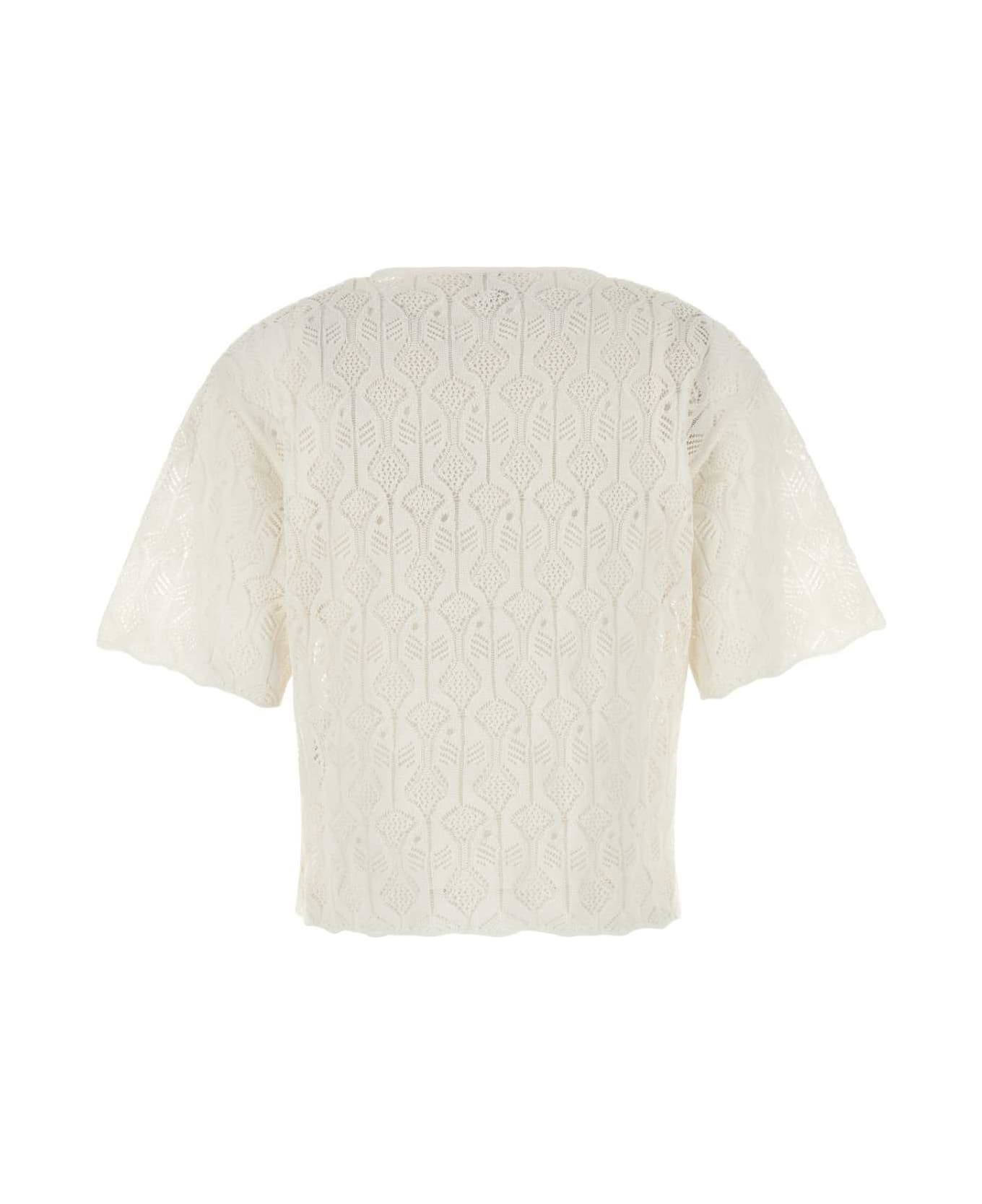 Bottega Veneta White Lace Fish Top - CHALK