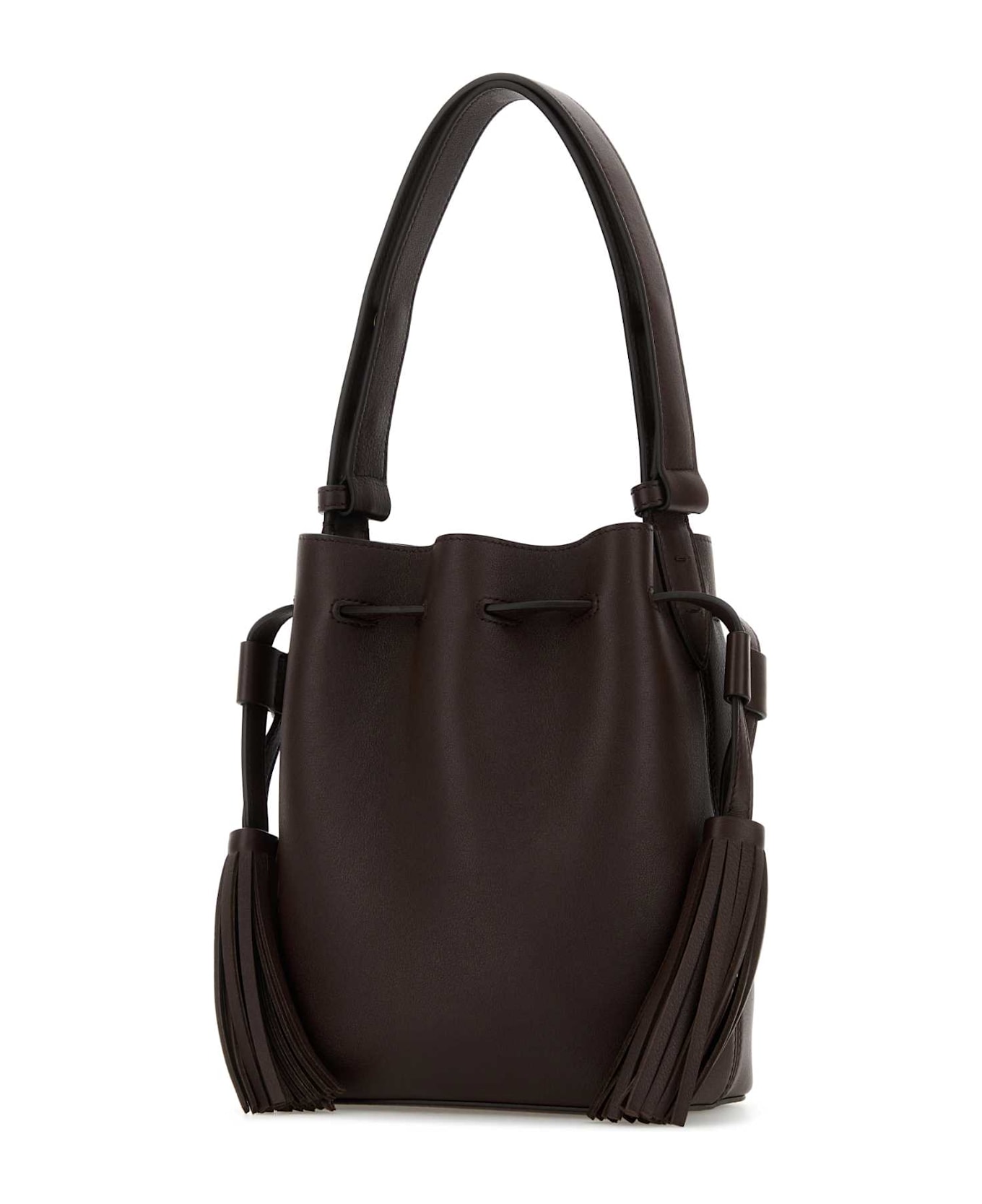 Valentino Garavani Chocolate Leather Vlogo Signature Bucket Bag - DARKCOFFEE