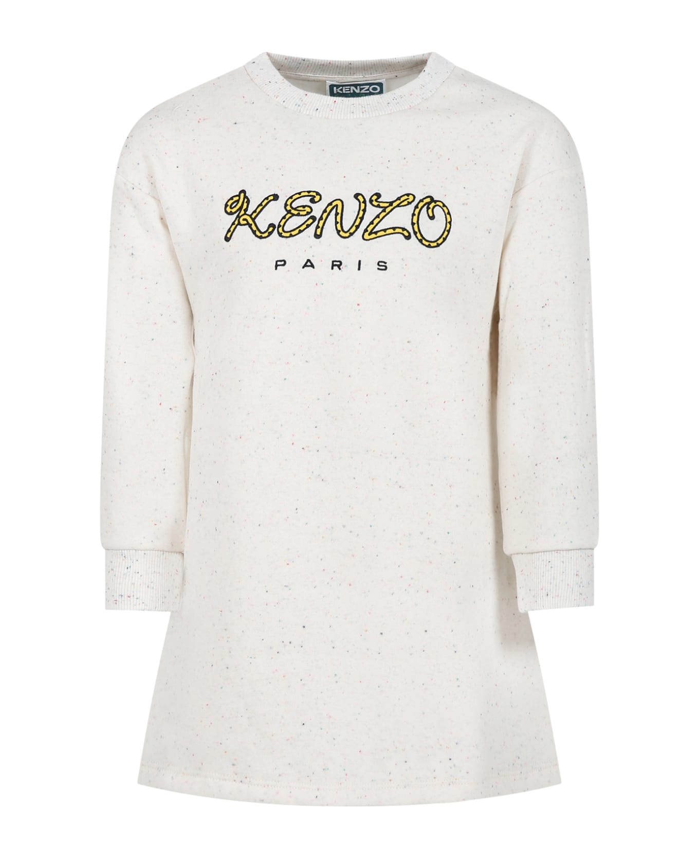 Kenzo Kids Ivory Dress For Girl With Logo - WHITE