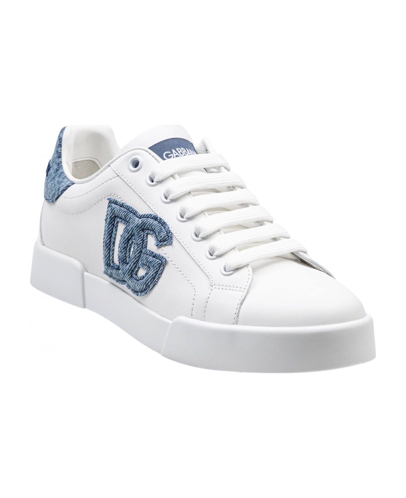 Dolce & Gabbana Portofino Light In Leather White And Light Blue - White / light blue