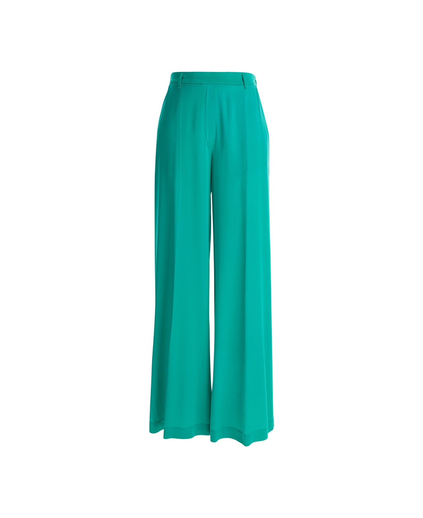 Forte_Forte Green Satin Wide Leg Trousers In Silk Woman - Green ボトムス
