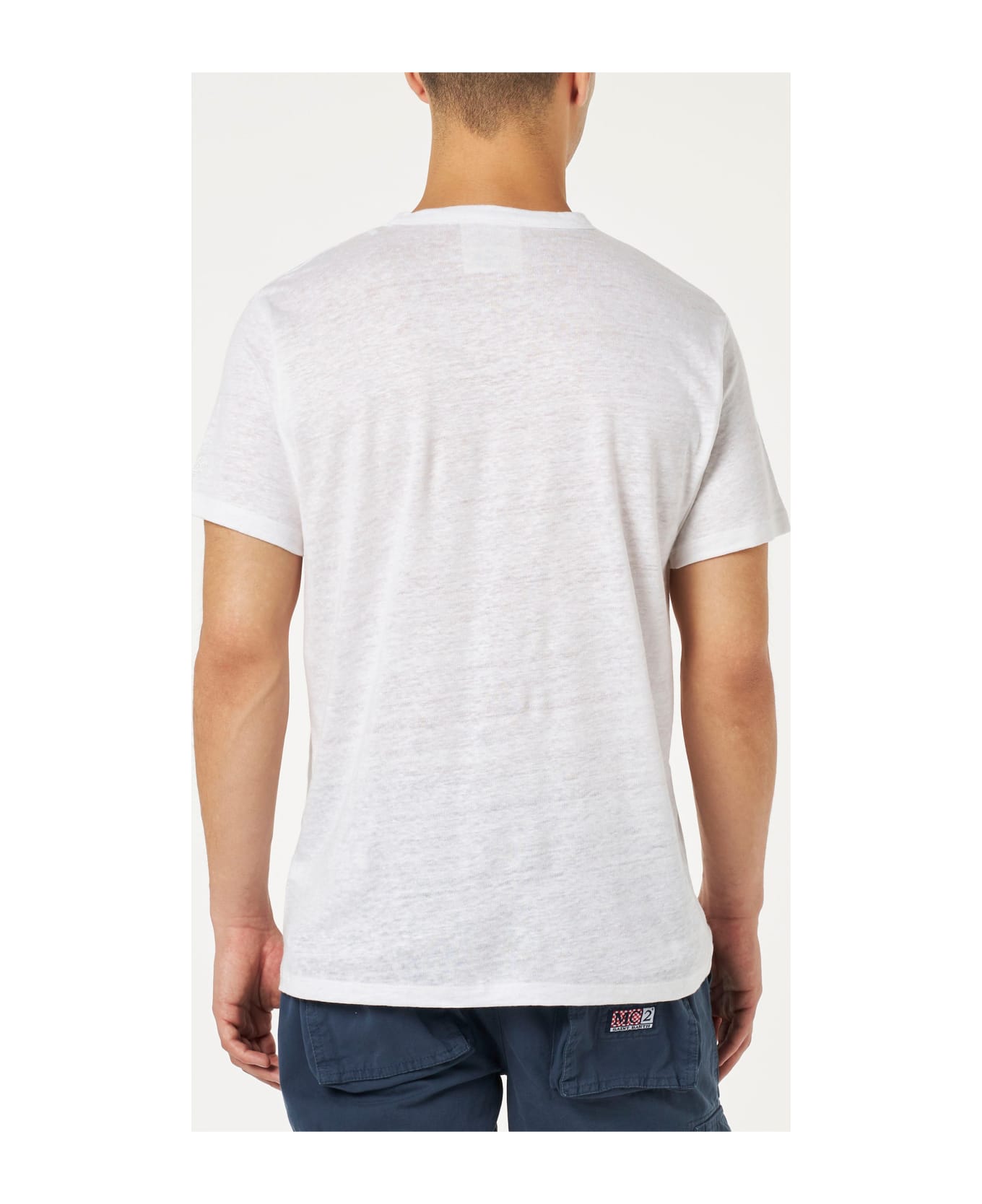 MC2 Saint Barth Man Linen Jersey T-shirt - WHITE