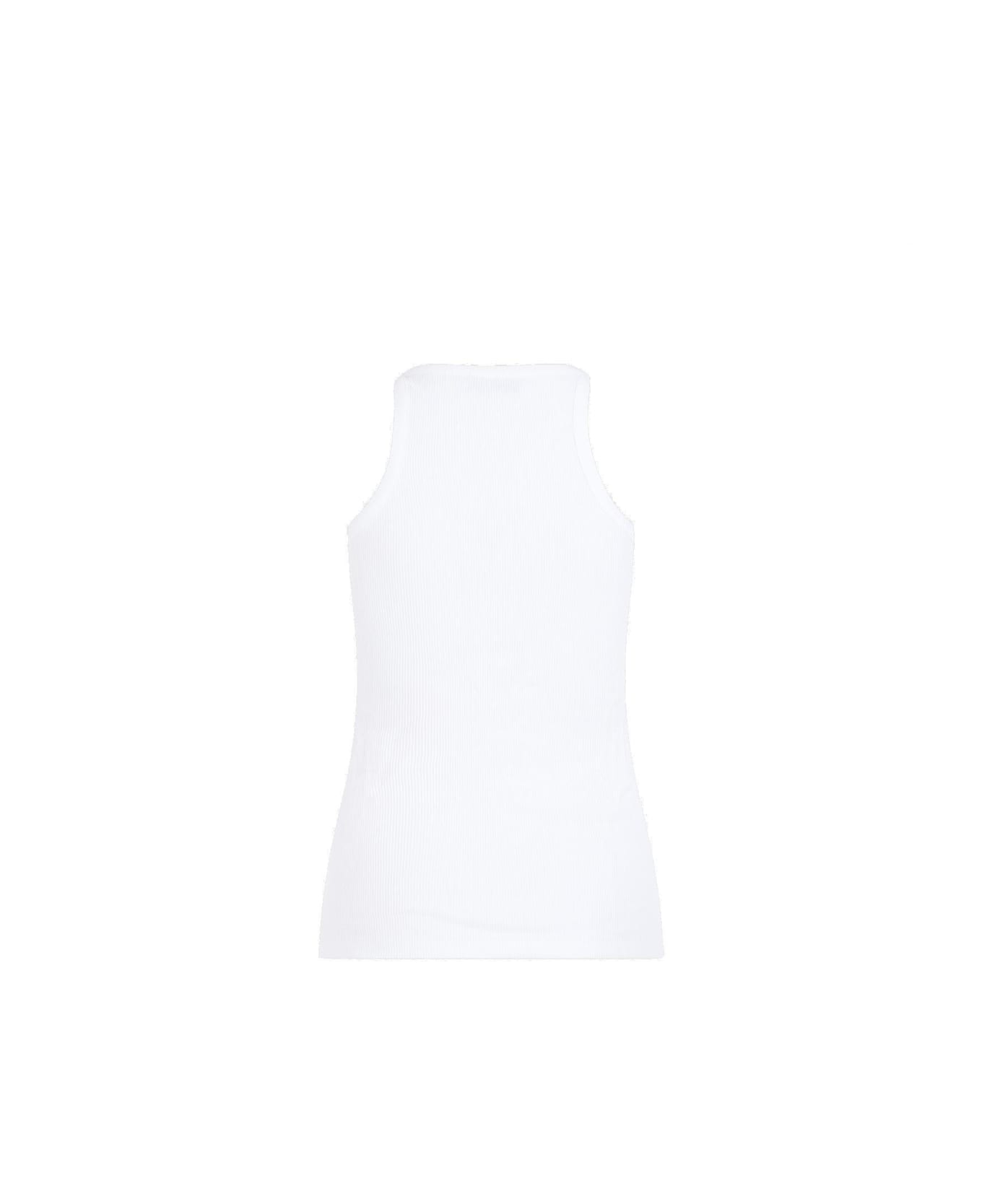 The Attico Logo Patch Ribbed Jersey Tank Top - White