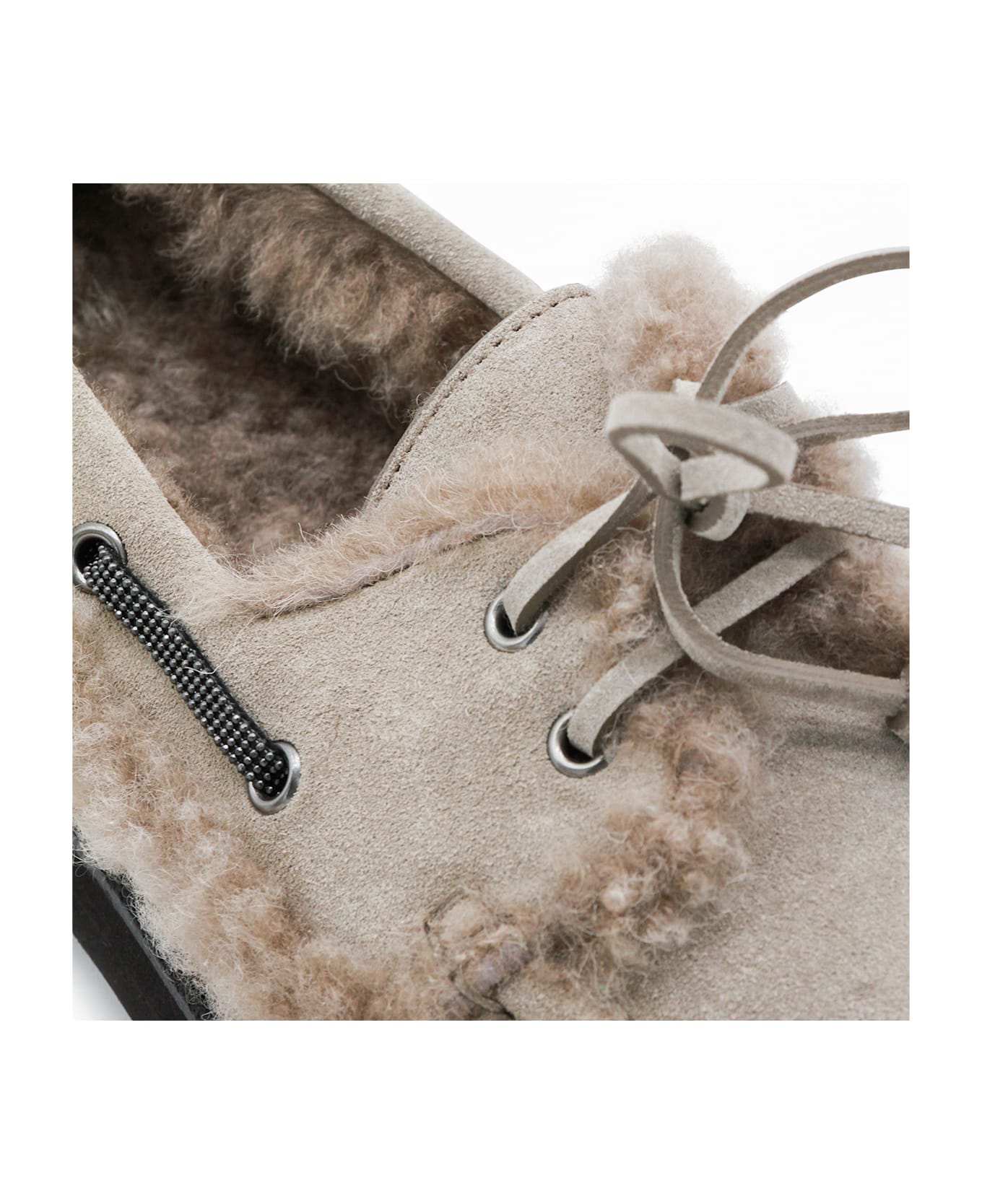 Brunello Cucinelli Beige Leather Loafers - White