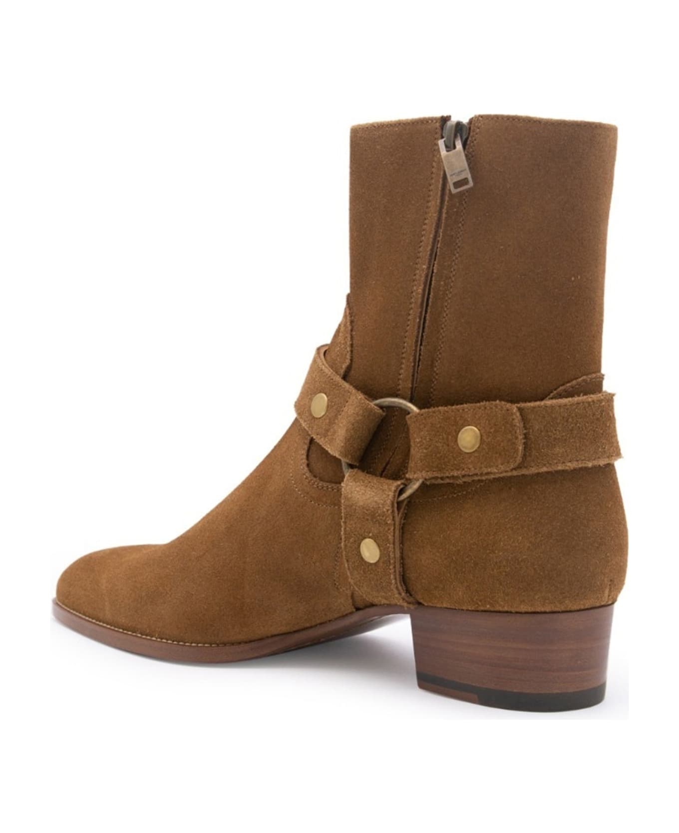 Saint Laurent Wyatt Harness Ankle Boots - Brown
