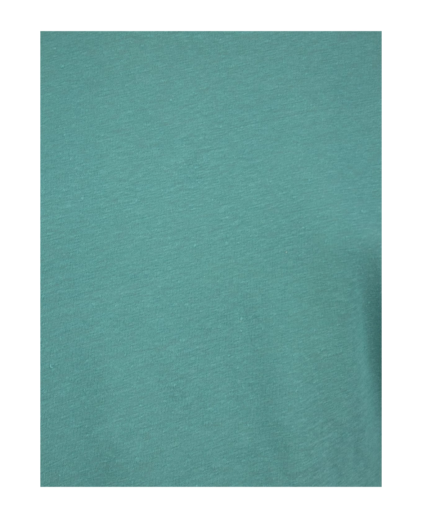Majestic Filatures Crew-neck T-shirt In Linen And Short Sleeve - Turquoise Tシャツ