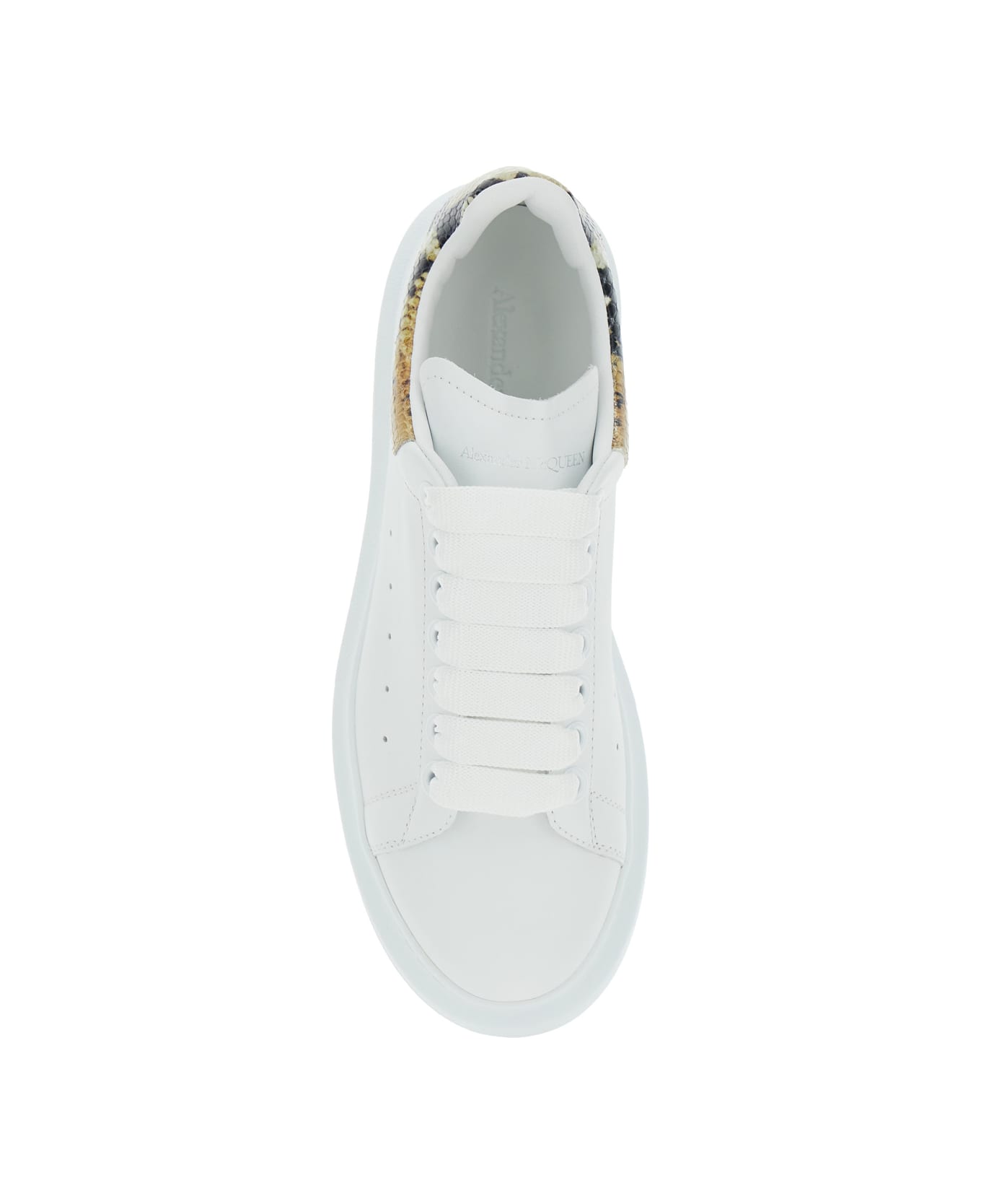 Alexander McQueen White Oversize Sneakers With Snake Print On The Heel In Leather Woman - White