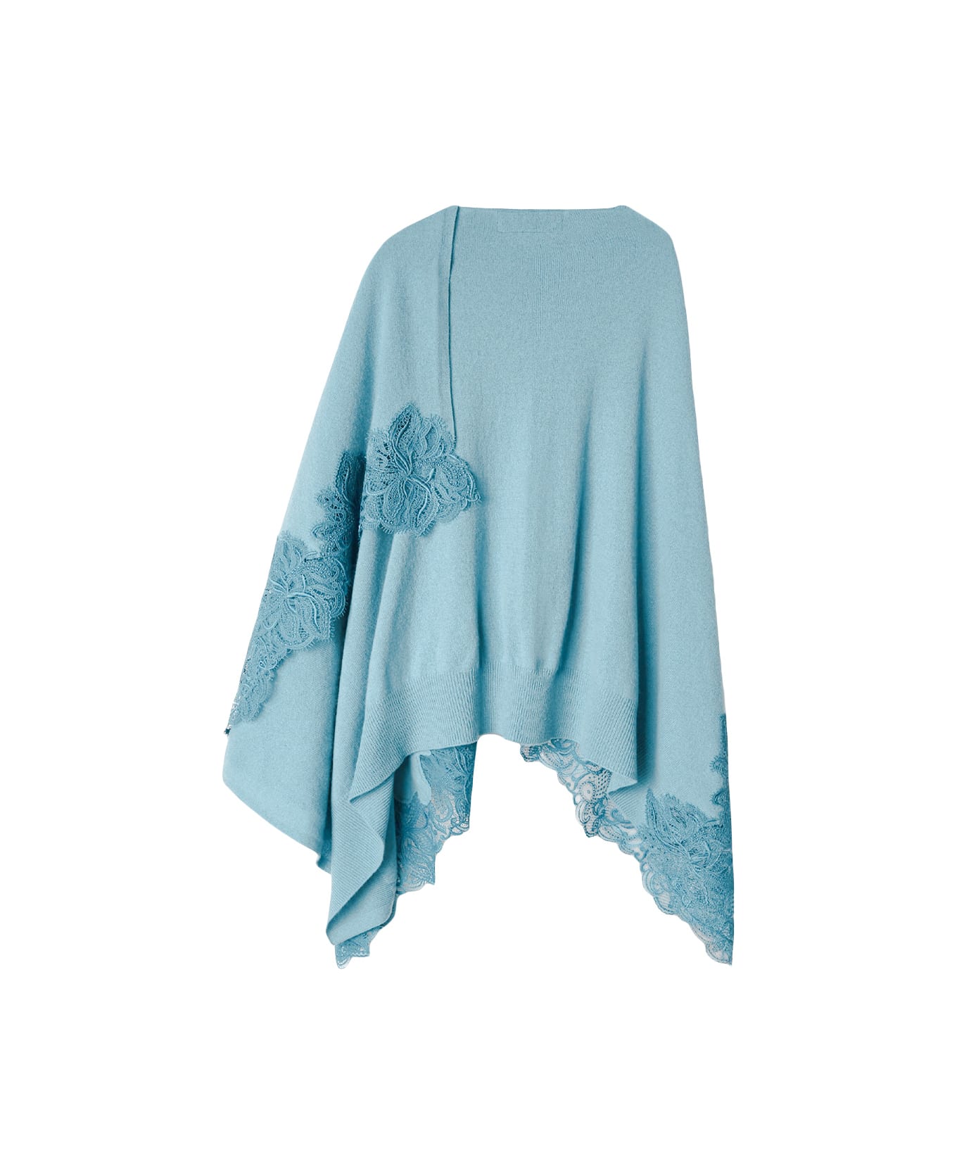 Ermanno Scervino Light Blue 100% Cashmere Knitted Mantella - Blue
