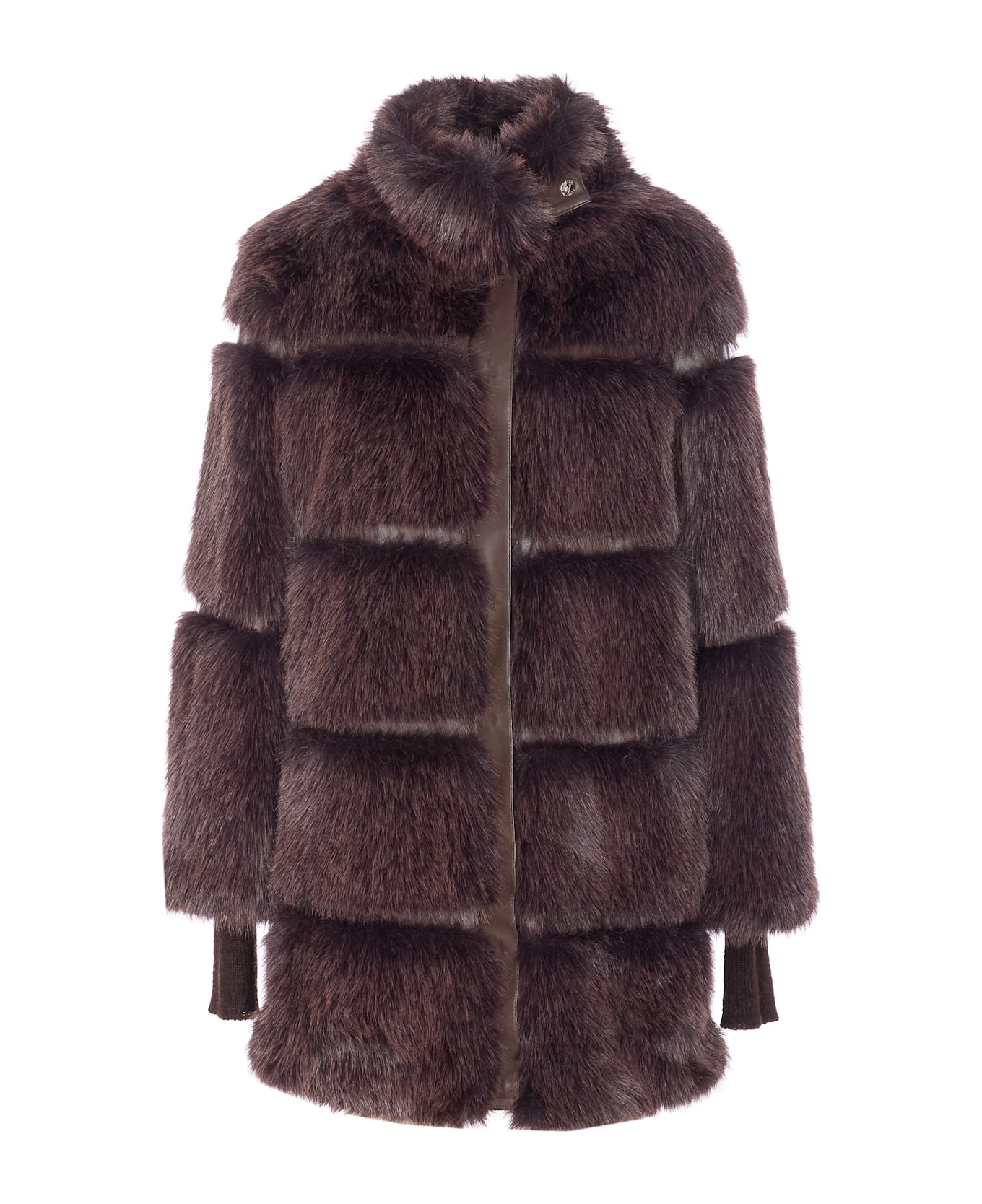 Patrizia Pepe Faux Fur Jacket - Brown