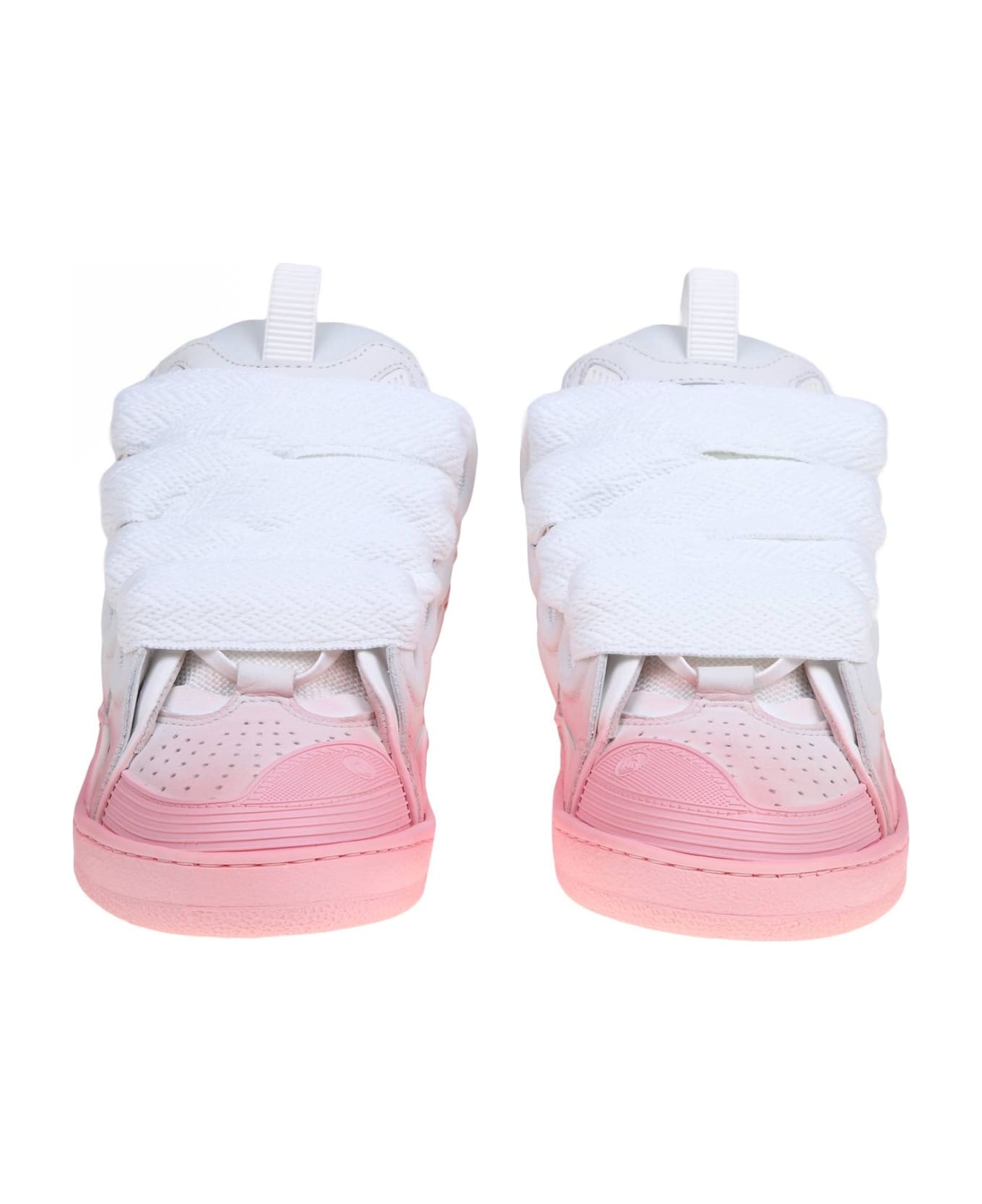 Lanvin Curb Sneakers In White And Pink Leather - Pink スニーカー