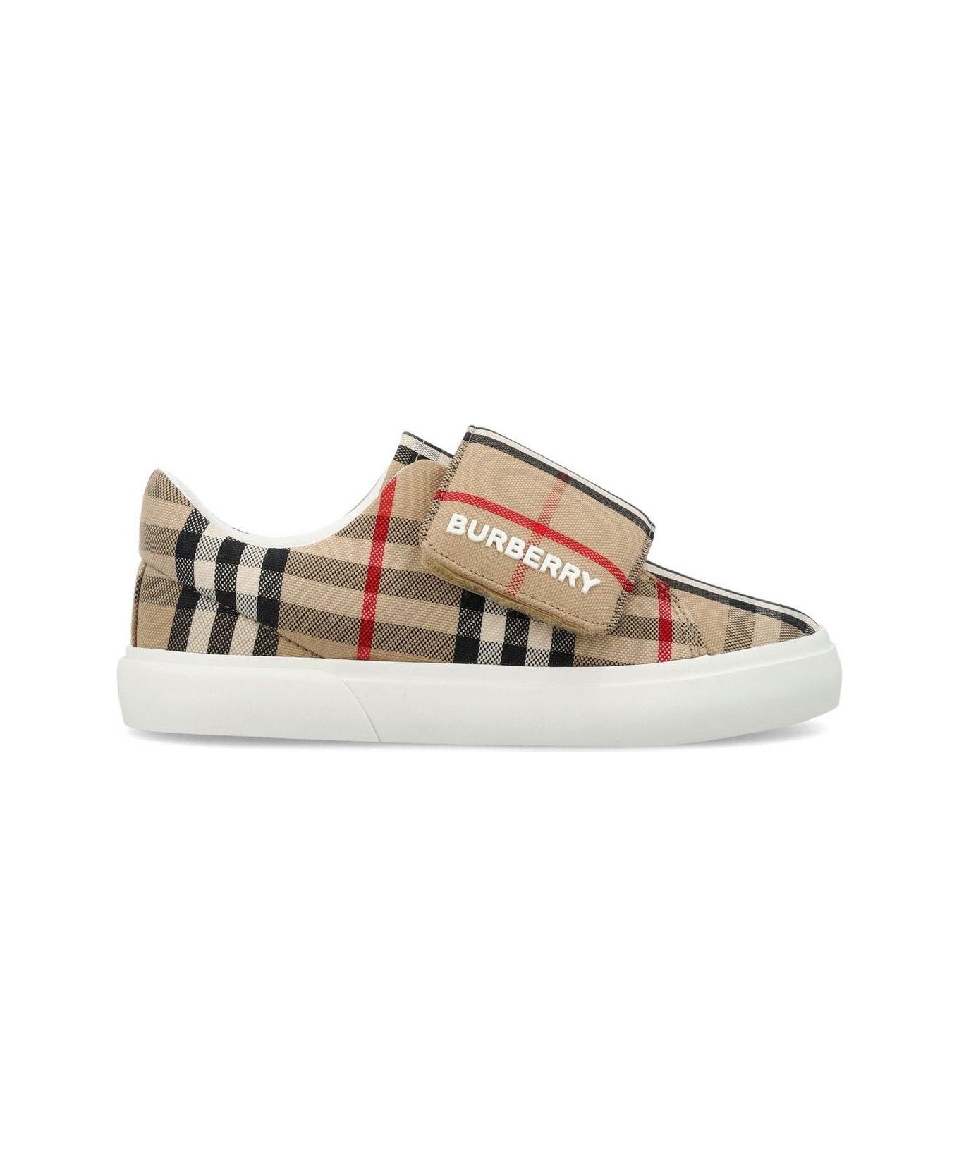 Burberry James Checked Logo Printed Touch-strap Sneakers