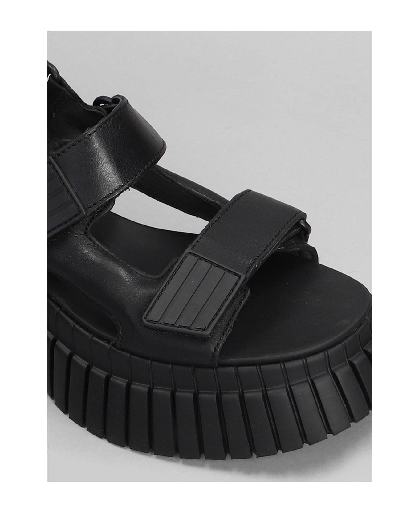 Camper Bcn Sandals In Black Leather - black