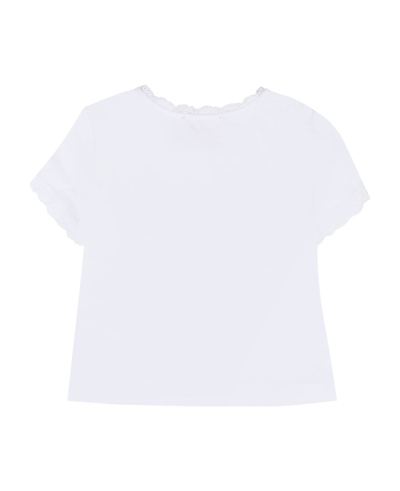 Diesel White T-shirt For Baby Girl With Sunglasses - White