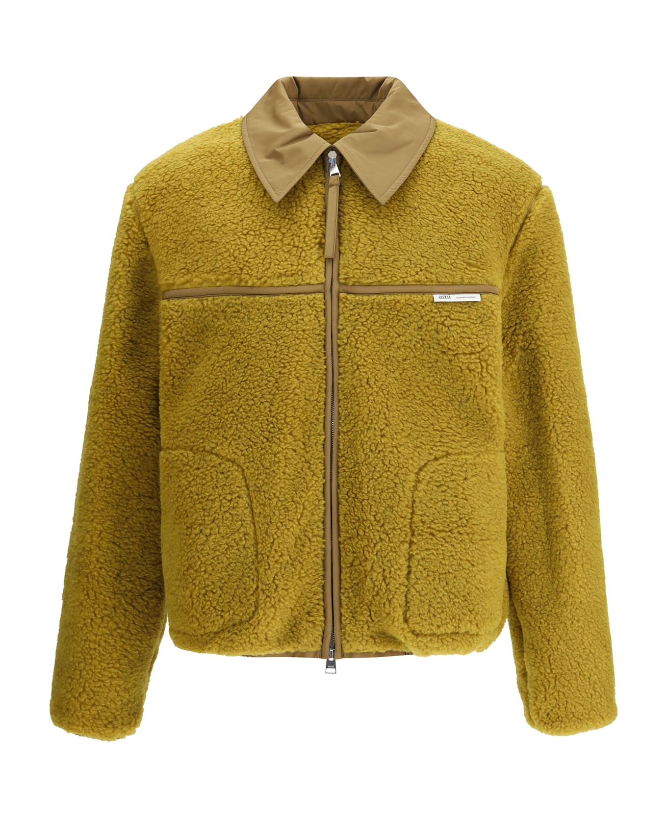 Ami Alexandre Mattiussi Shearling Bomber Jacket - GREEN
