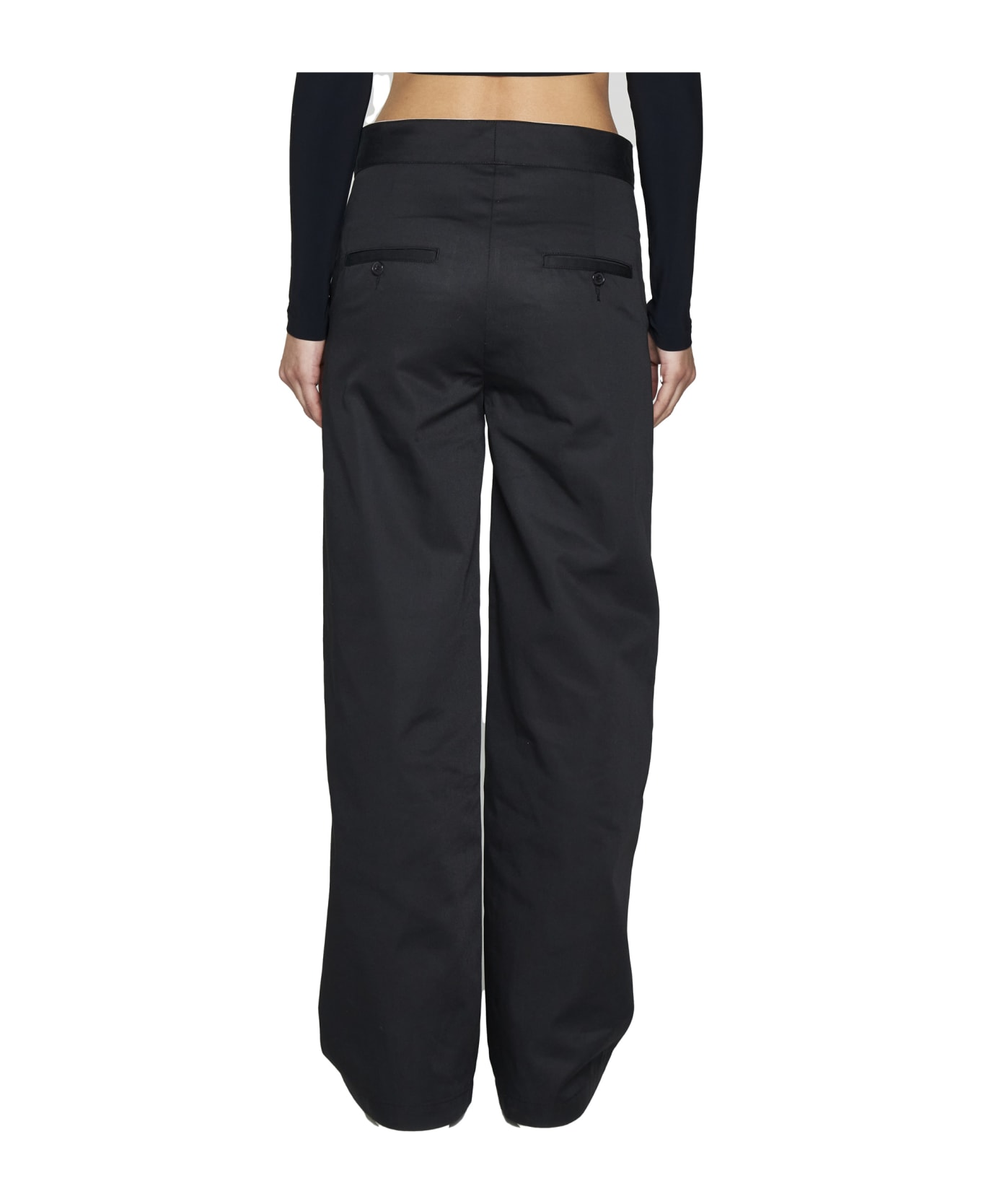 Palm Angels Polyester Blend Pant - Black white ボトムス