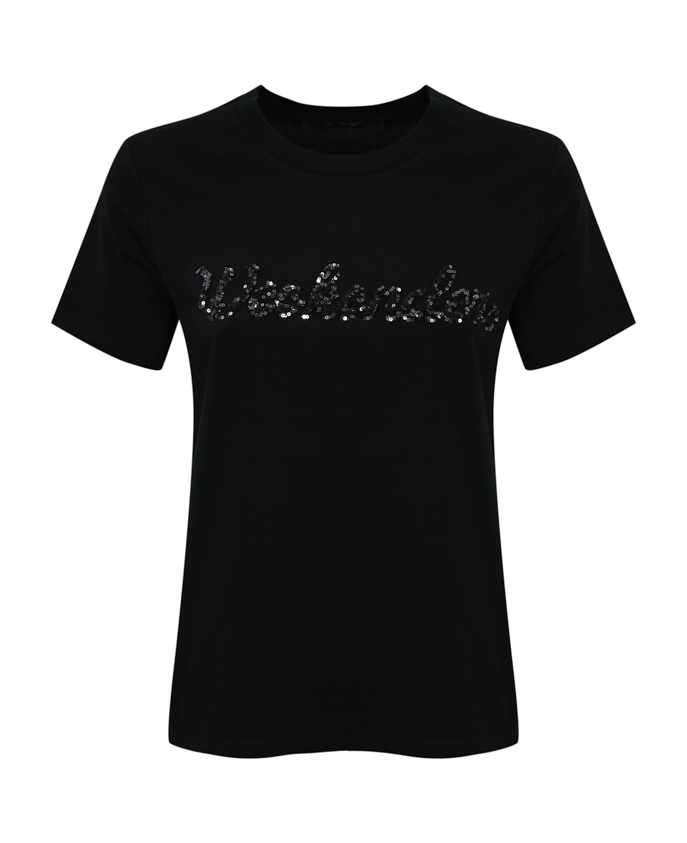 Weekend Max Mara T-shirt With Vello Logo Embroidery In Jersey - Nero+weekende
