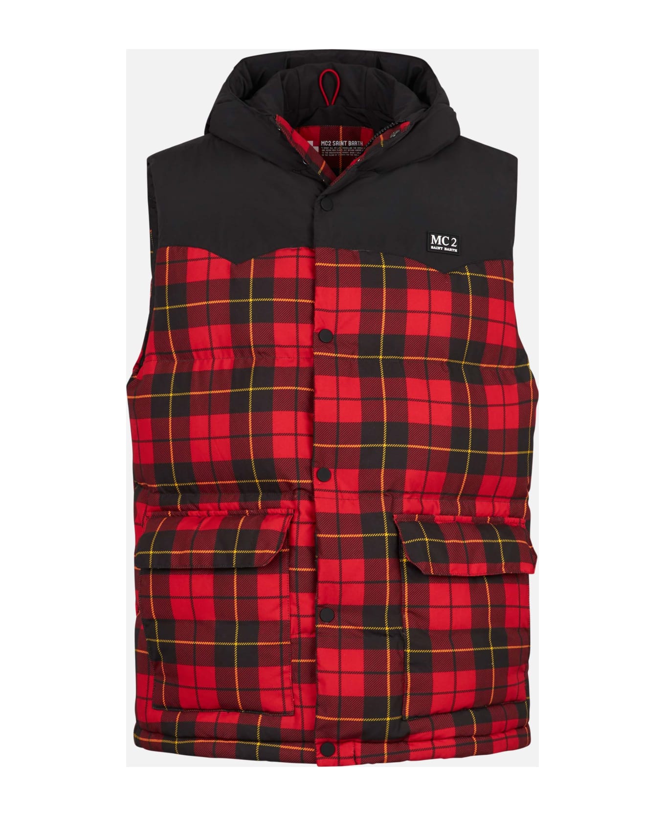 MC2 Saint Barth Man Tartan Down Vest - RED