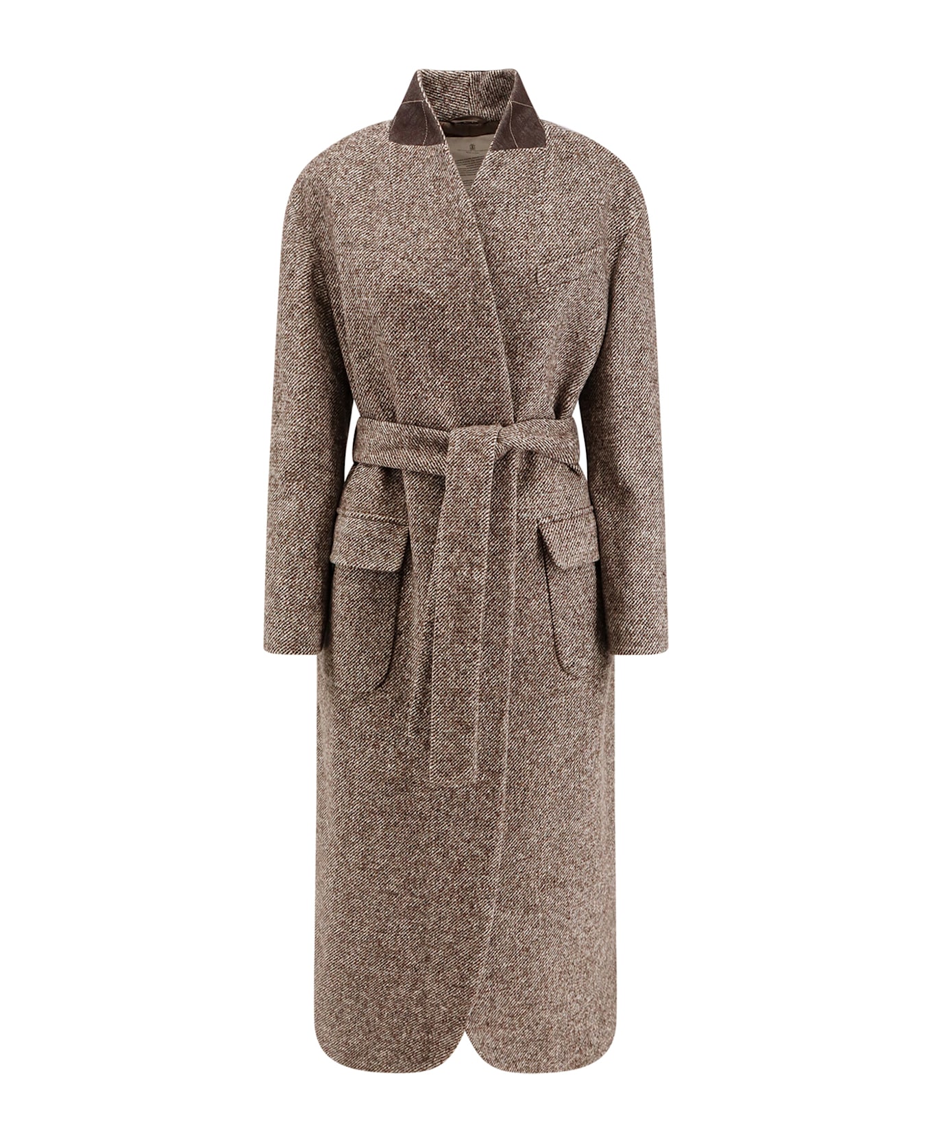 Brunello Cucinelli Wool Blend Padded Coat - MARRONE/GRIGIO/PANAMA