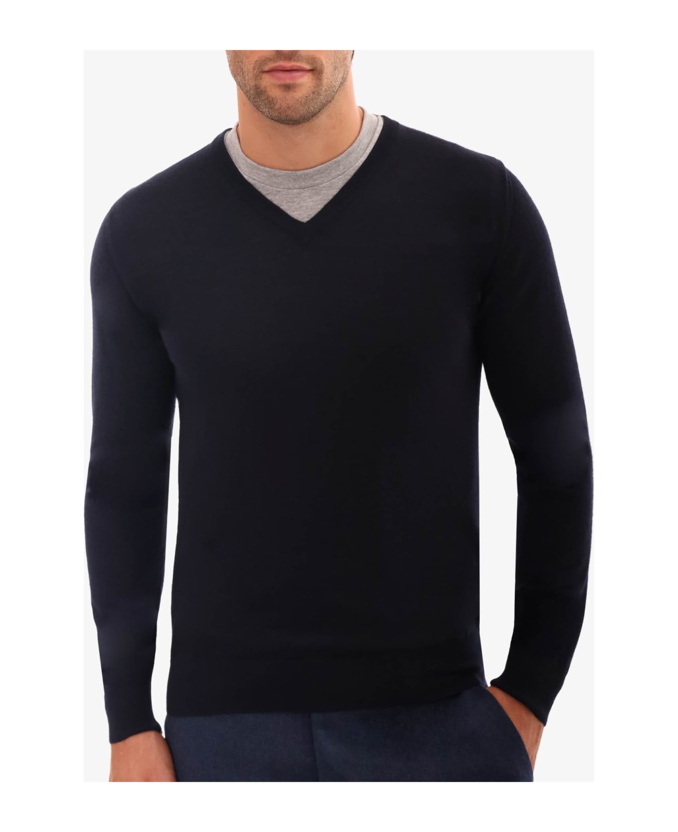 Larusmiani V-neck Sweater 'pullman' Sweater - Navy