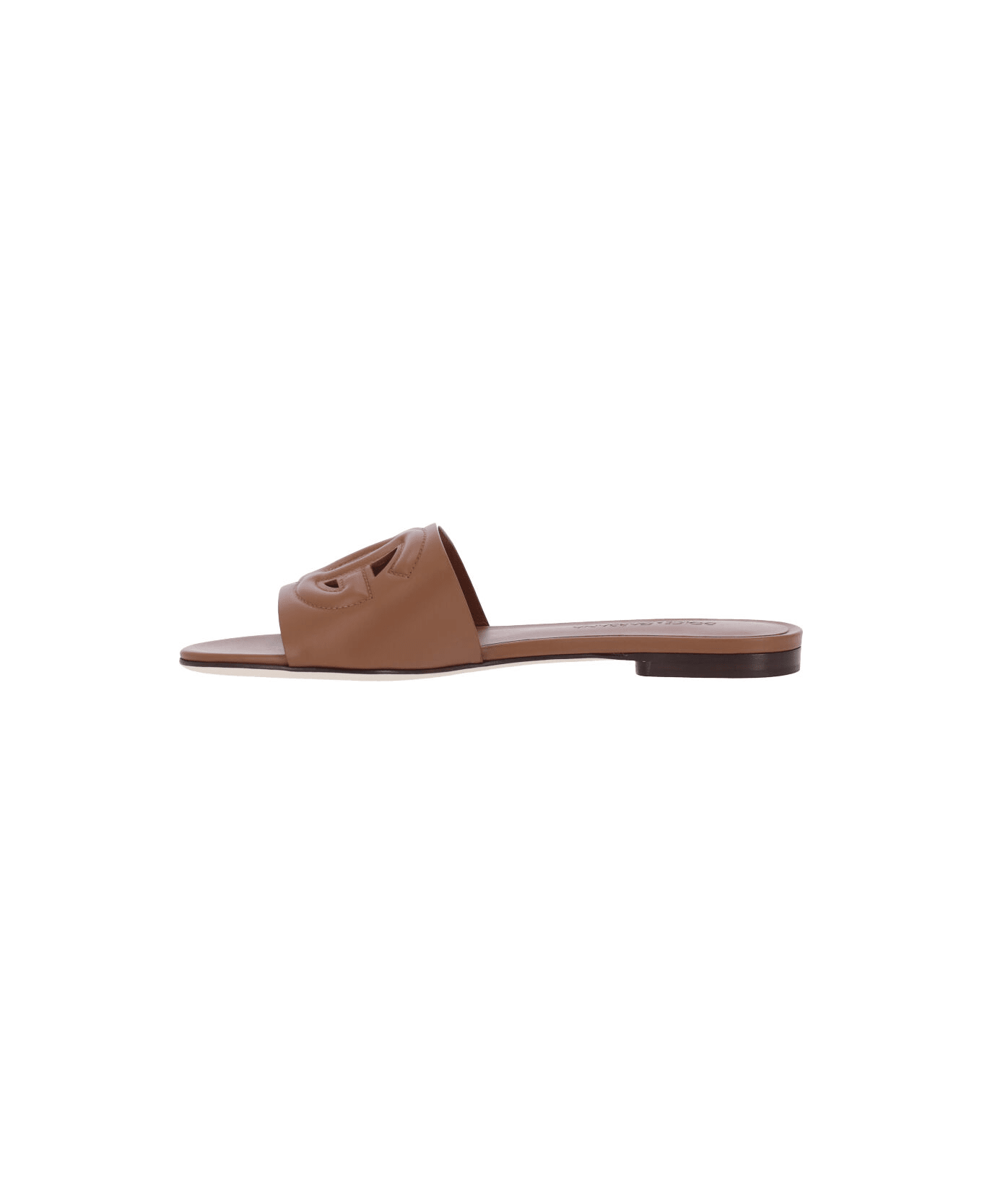 Dolce & Gabbana Logo Slide Sandals - Brown