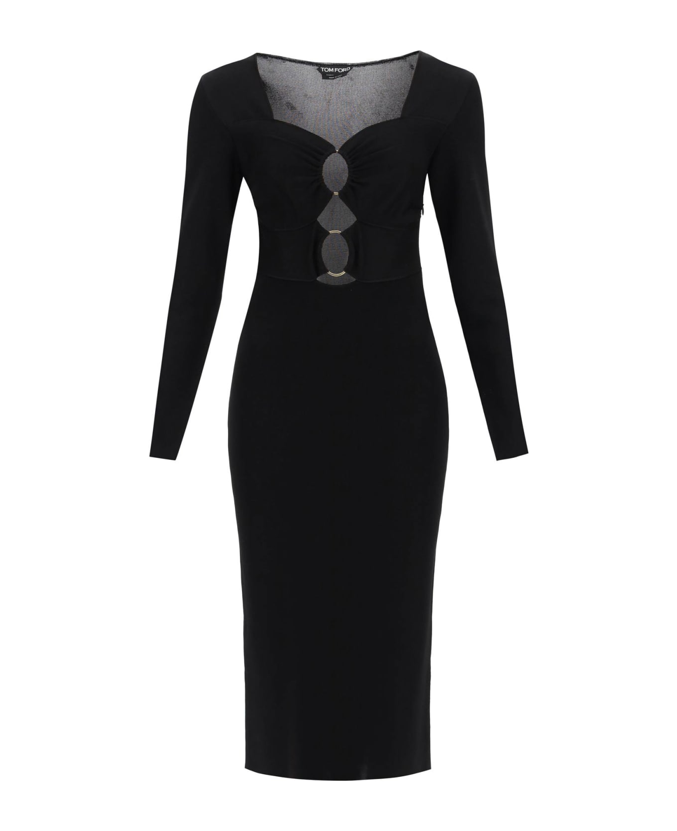 Tom Ford Knitted Midi Dress With Cut-outs - BLACK (Black)