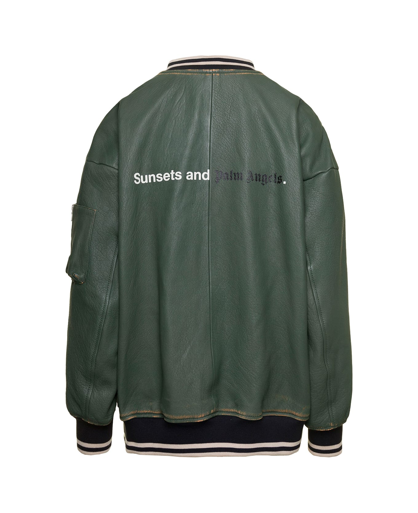 Palm Angels Sunset Leather Bomber - GREEN