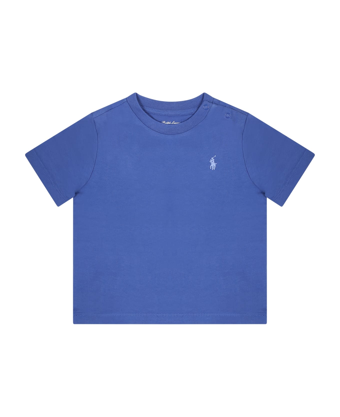 Ralph Lauren Blue T-shirt For Baby Boy With Pony - Blue Tシャツ＆ポロシャツ