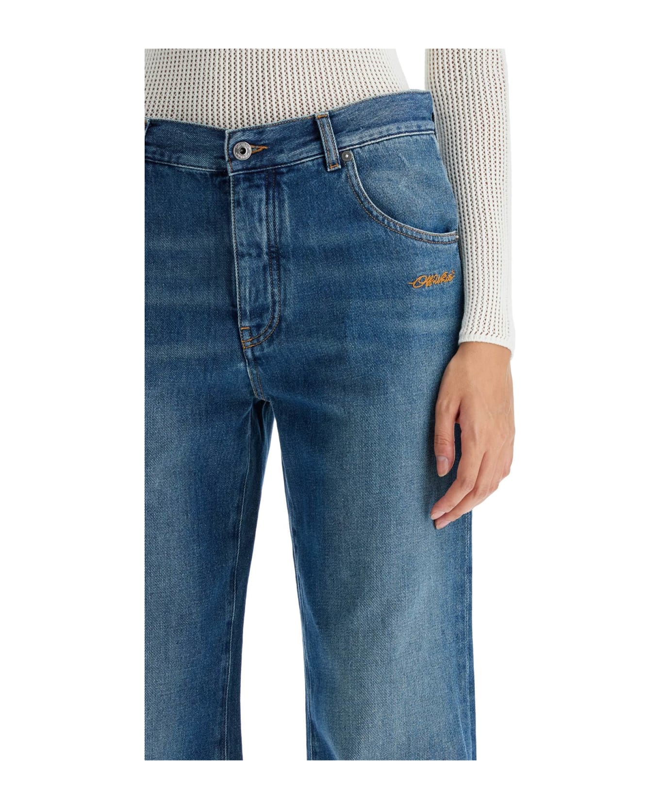 Off-White Wide Leg Jeans - MEDIUM BLUE - NO COLOR (Blue)